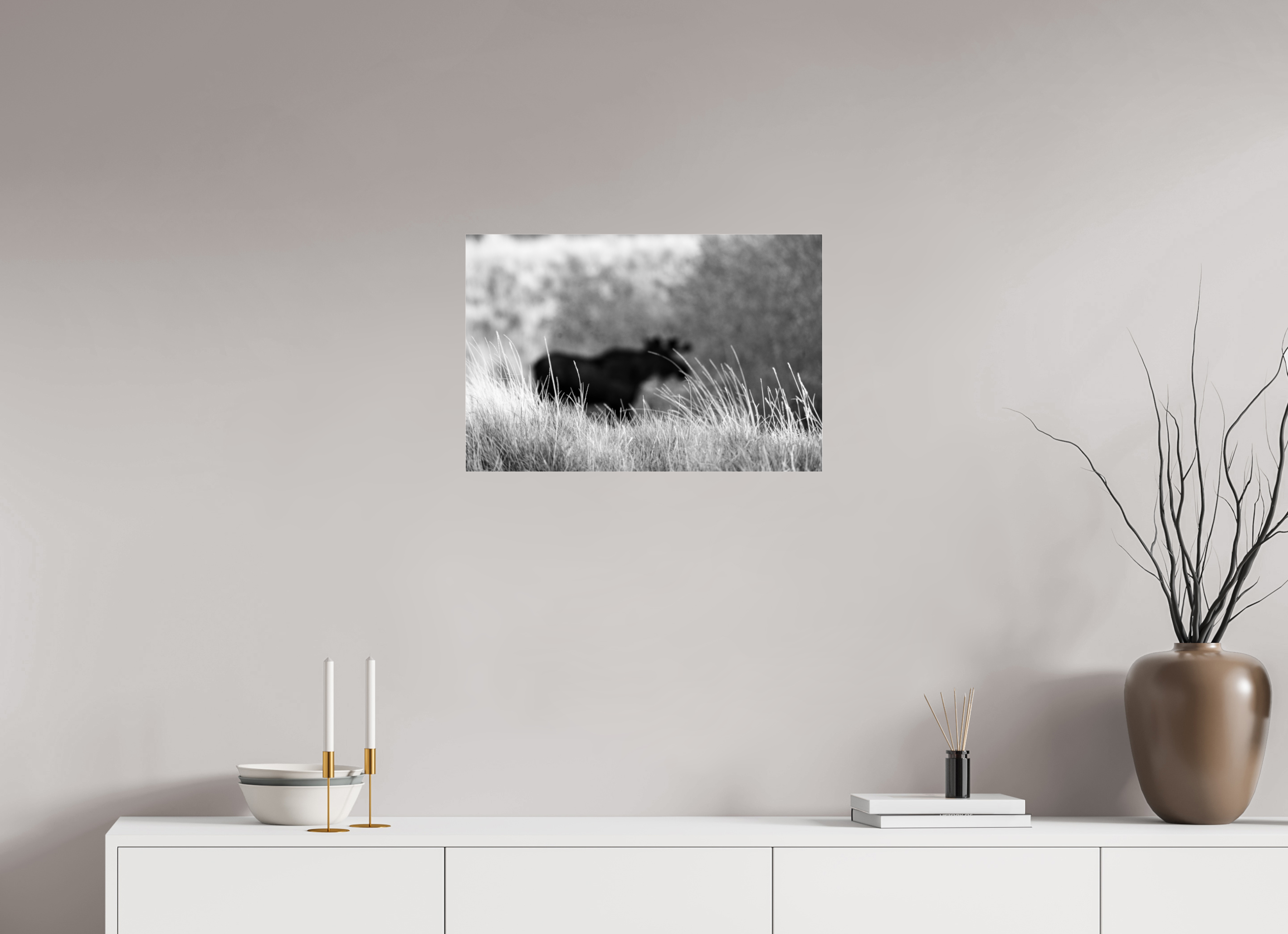 24 x 16″, ACRYLIC Monochrome Bull Moose