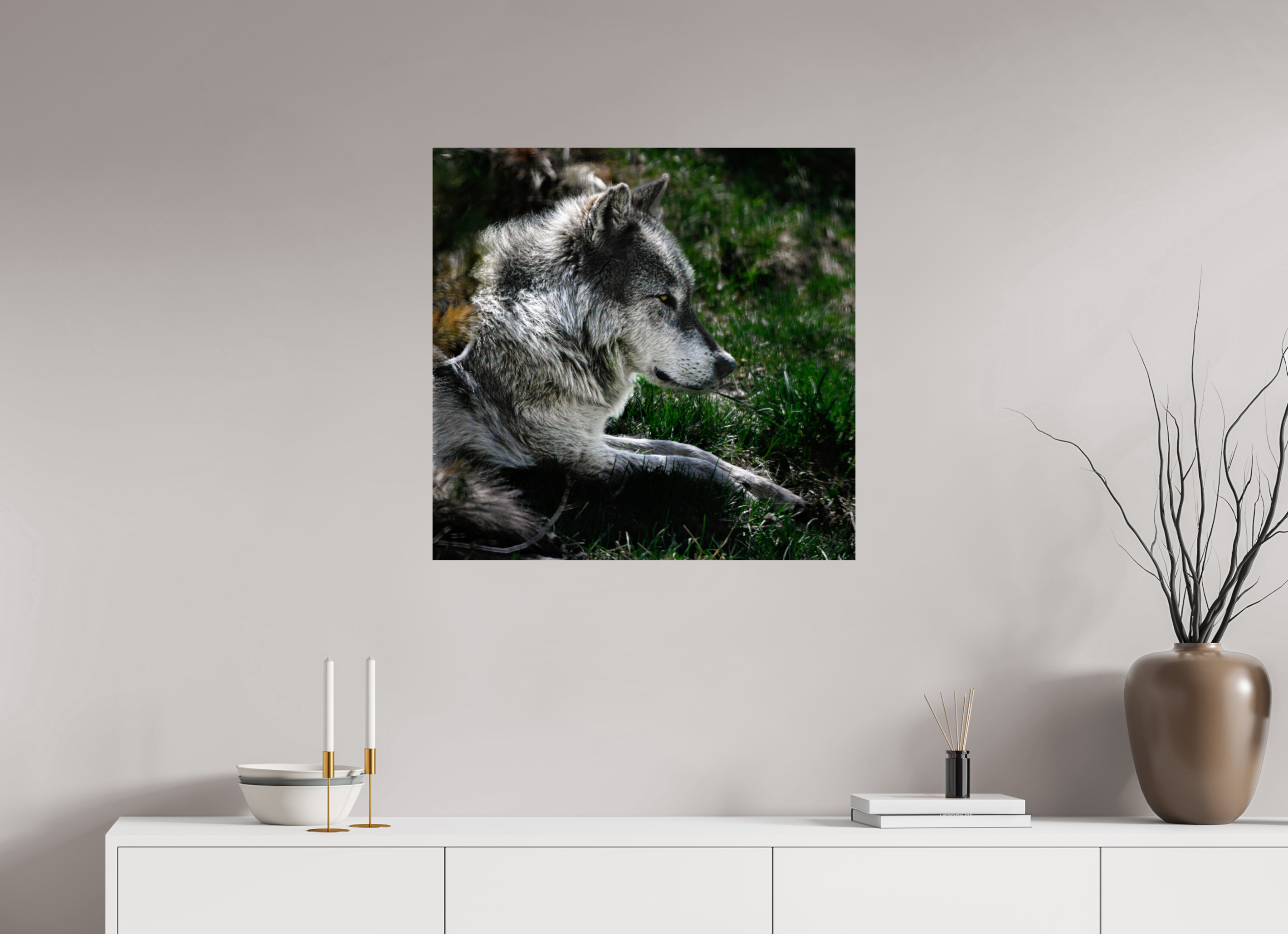 28.7 x 28″, PHOTO PAPER Wolf Side Profile