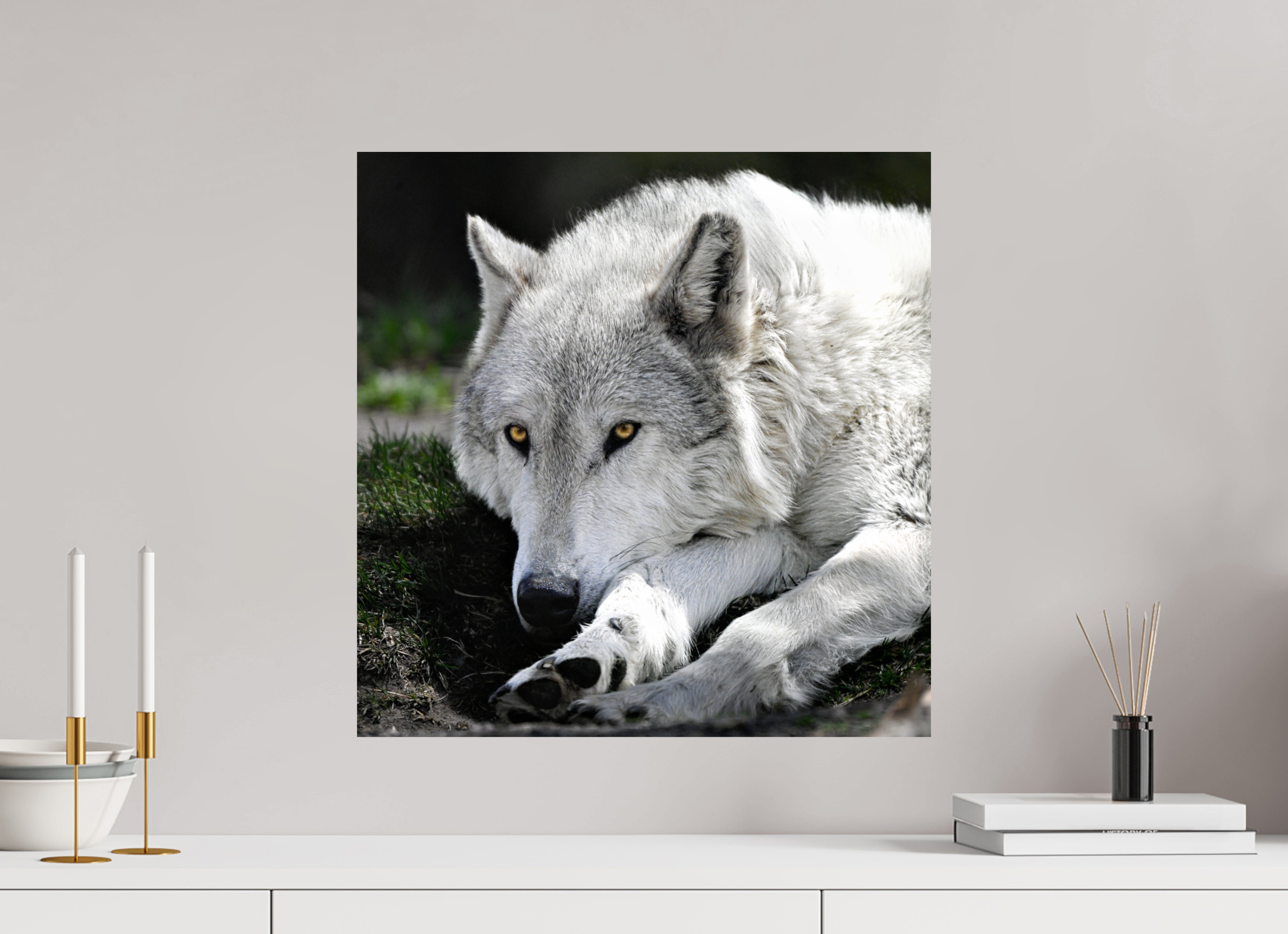 20 x 20.4″, PHOTO PAPER Wolf With Yellow Eyes