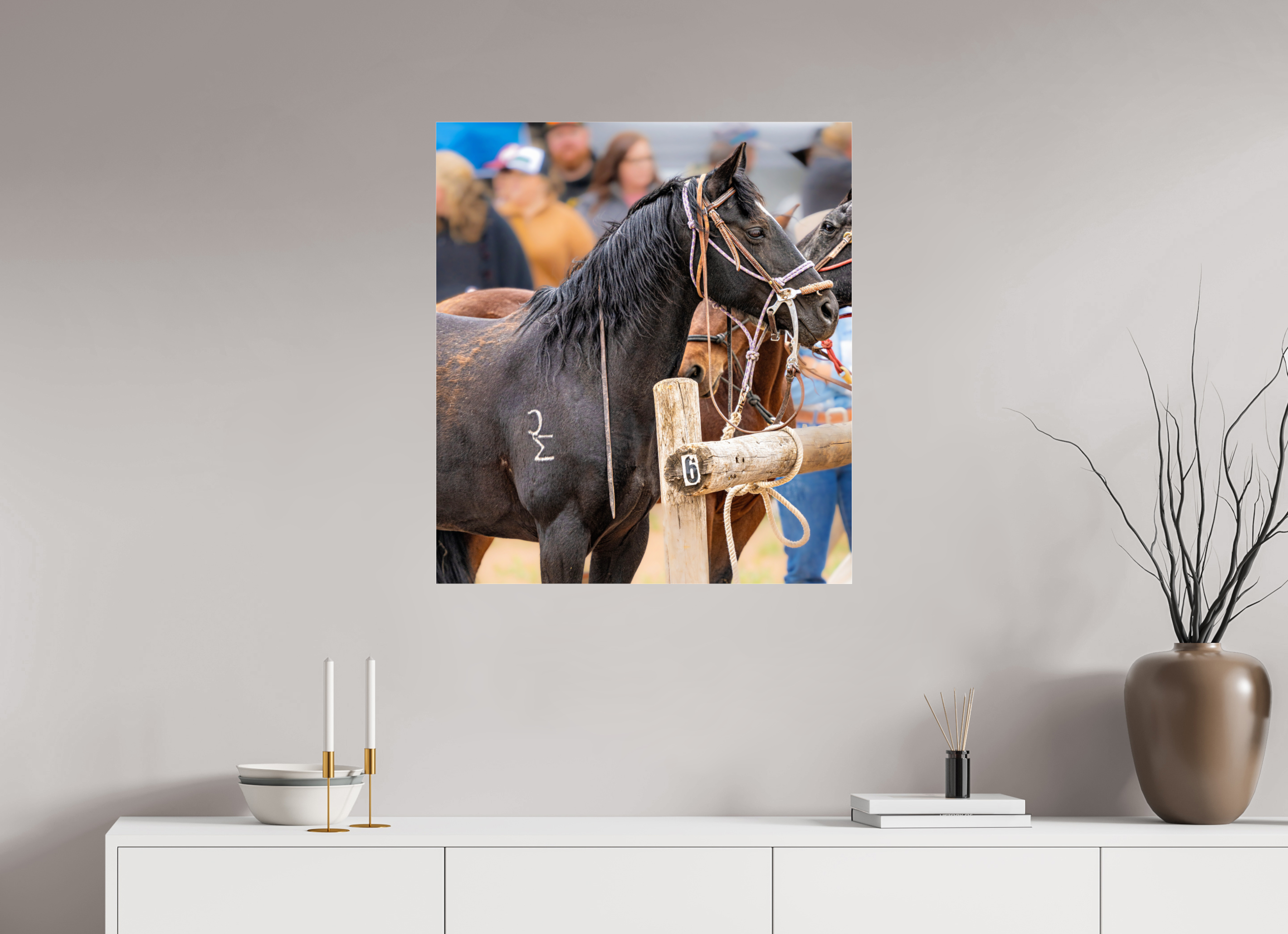 28 x 31.1″, ACRYLIC Pack Horse Portrait 2