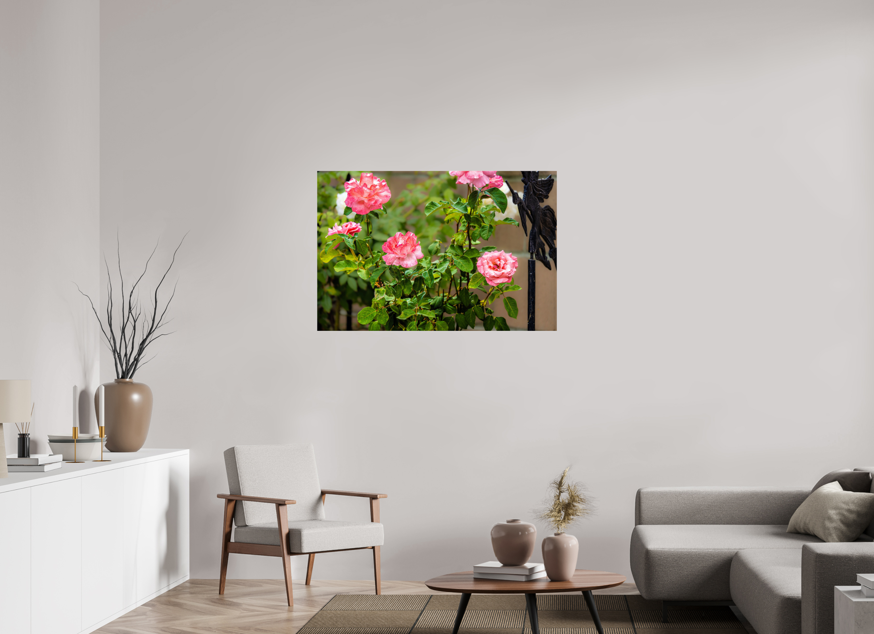 45 x 30″, ACRYLIC Pink Rose Bush