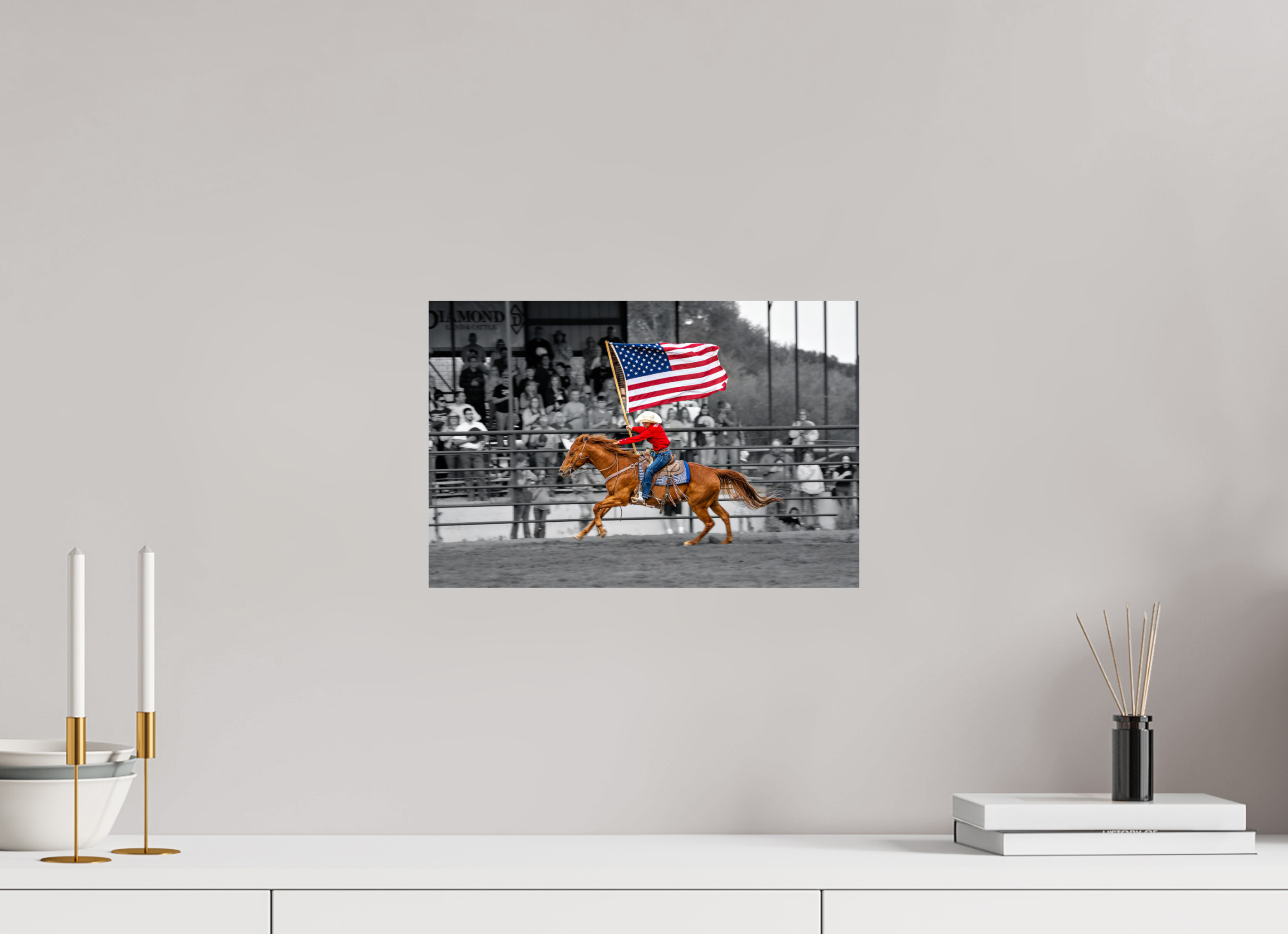 15 x 10″, PHOTO PAPER American Flag Rodeo Rider