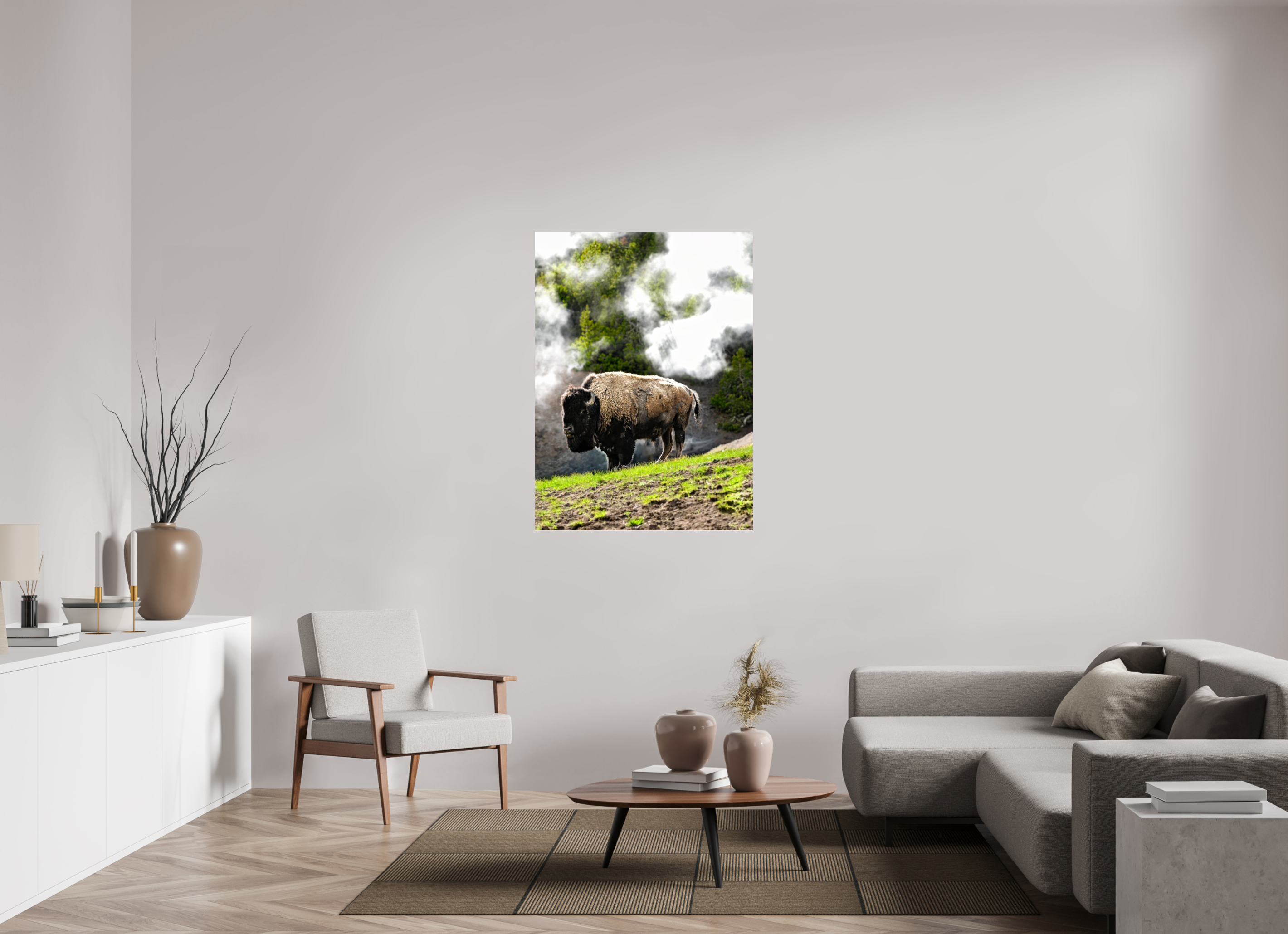 35 x 48″, ACRYLIC Bison With Steam