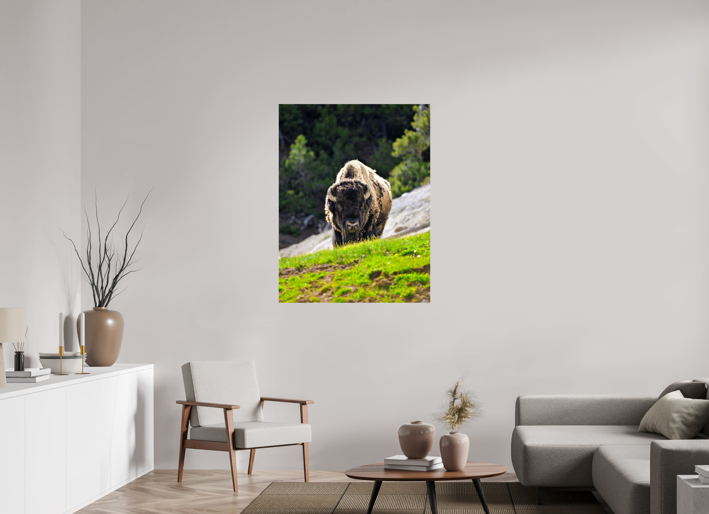 35 x 45.9″, METAL Bison Portrait