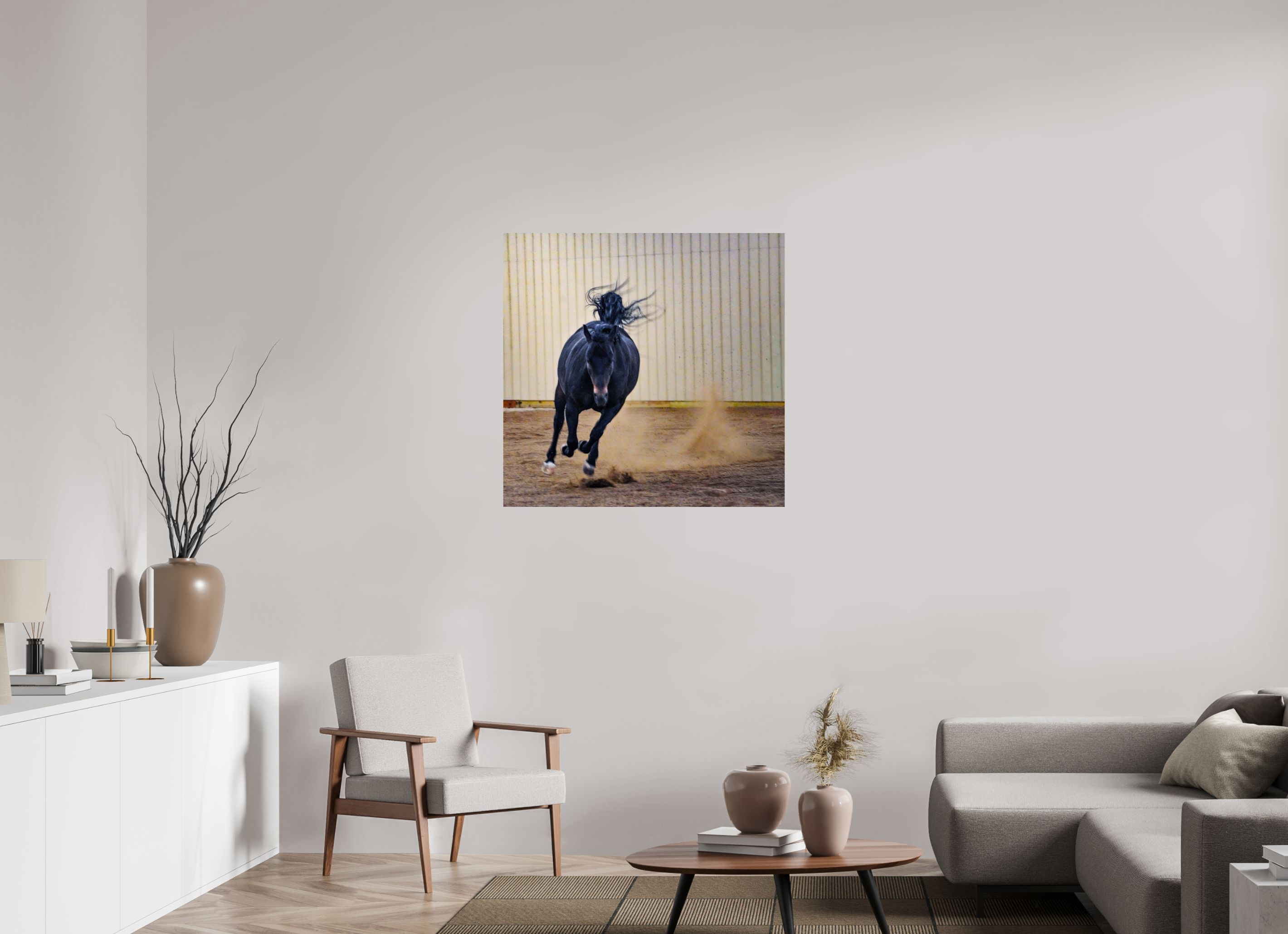 35.9 x 35″, PHOTO PAPER Bella Kicking Up Dust