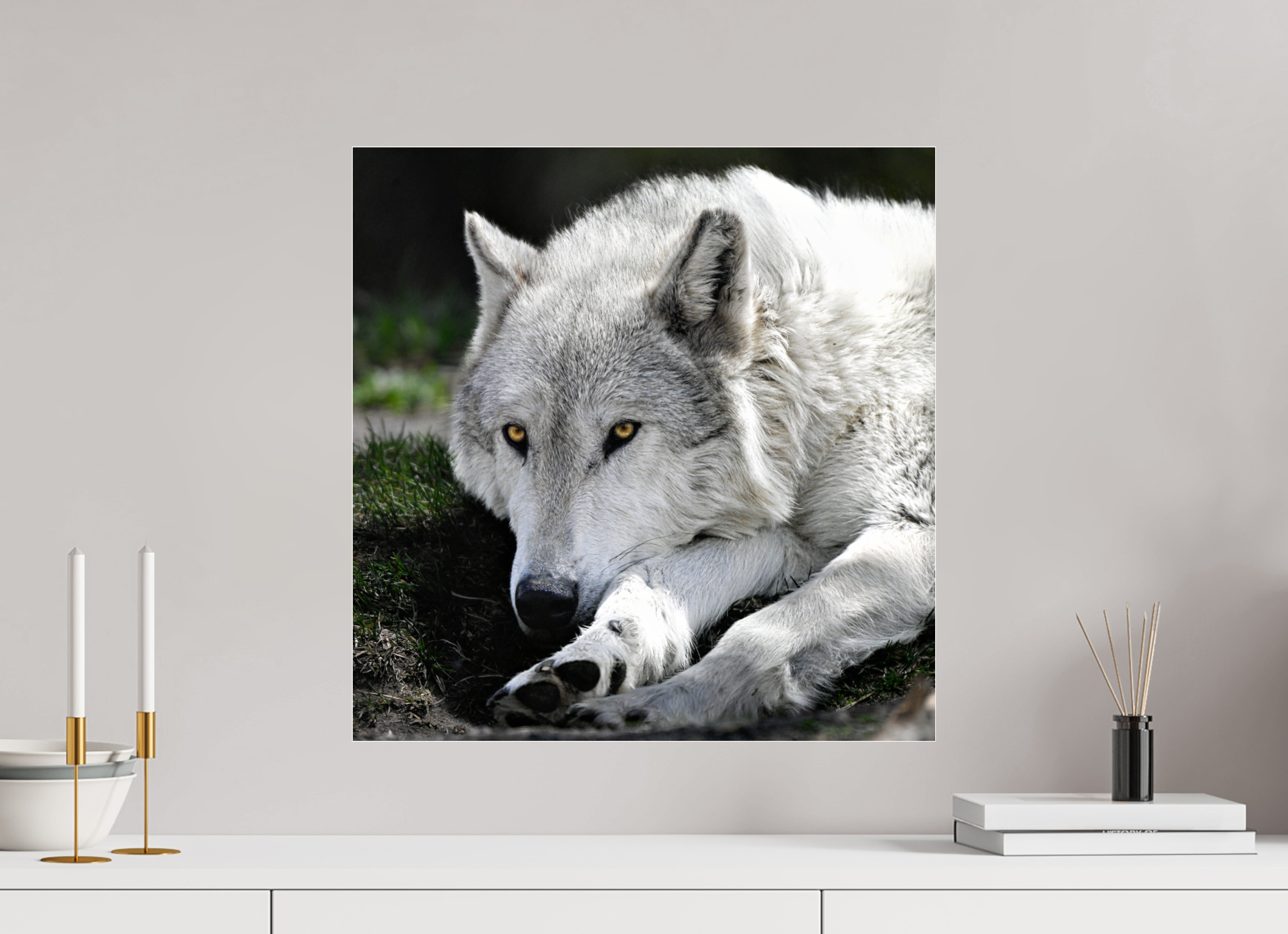 20 x 20.4″, ACRYLIC Wolf With Yellow Eyes