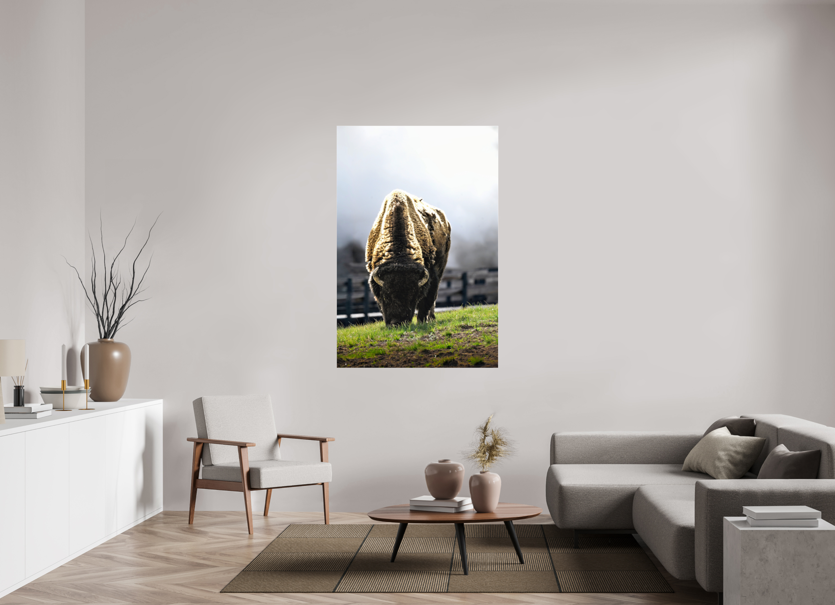 40 x 60″, ACRYLIC Bison Grazing