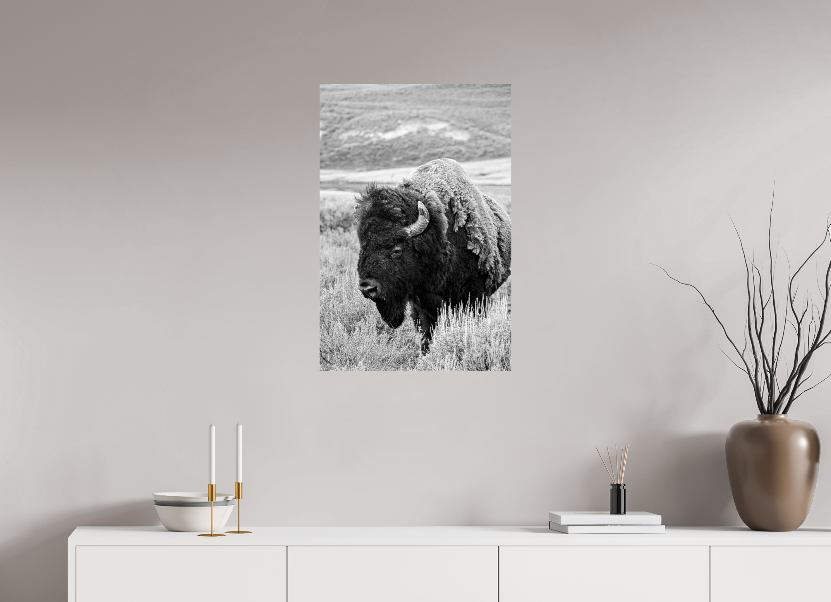 20 x 30″, METAL Monochrome Bison