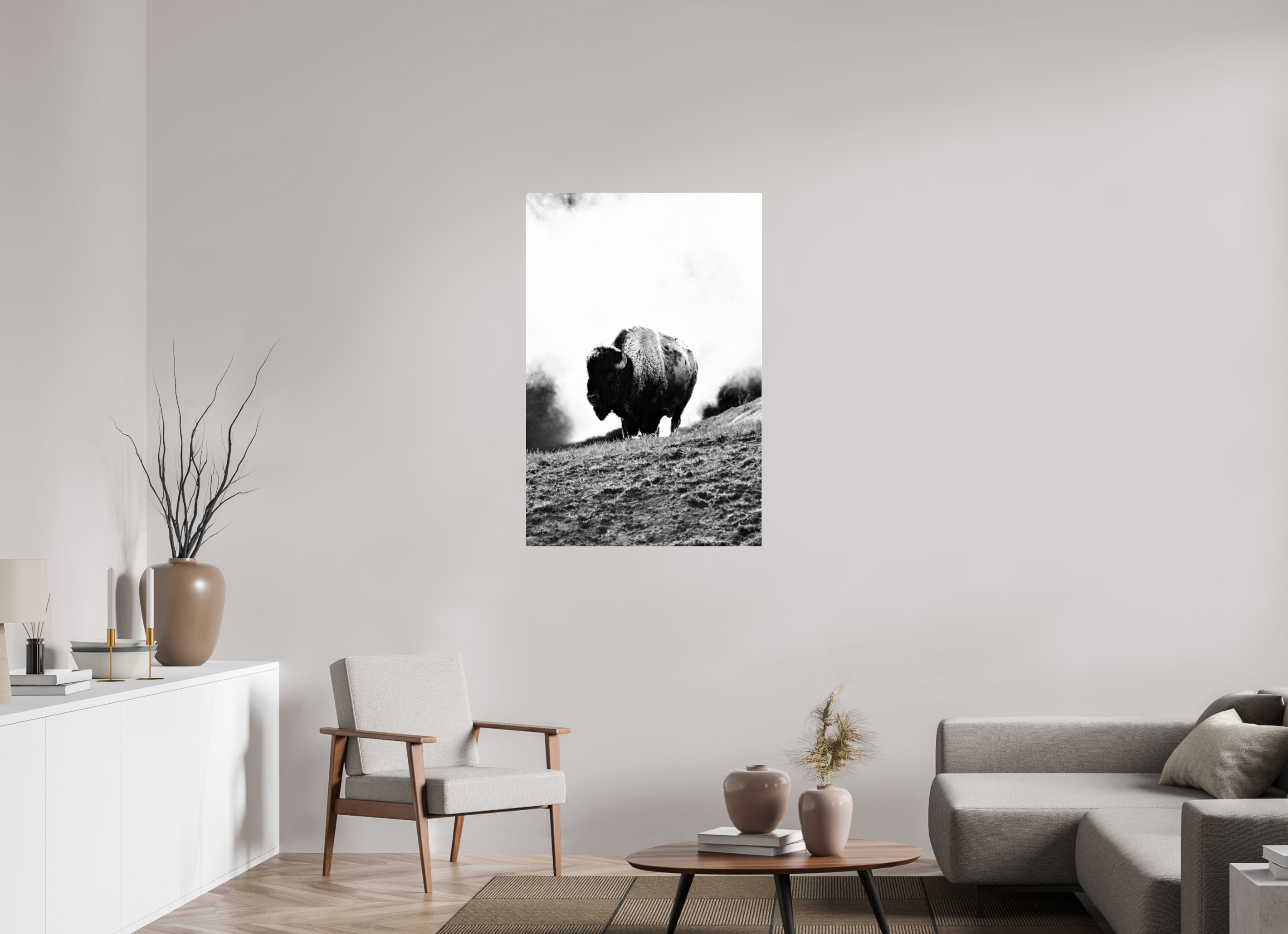 30 x 45″, ACRYLIC Bison Monochrome