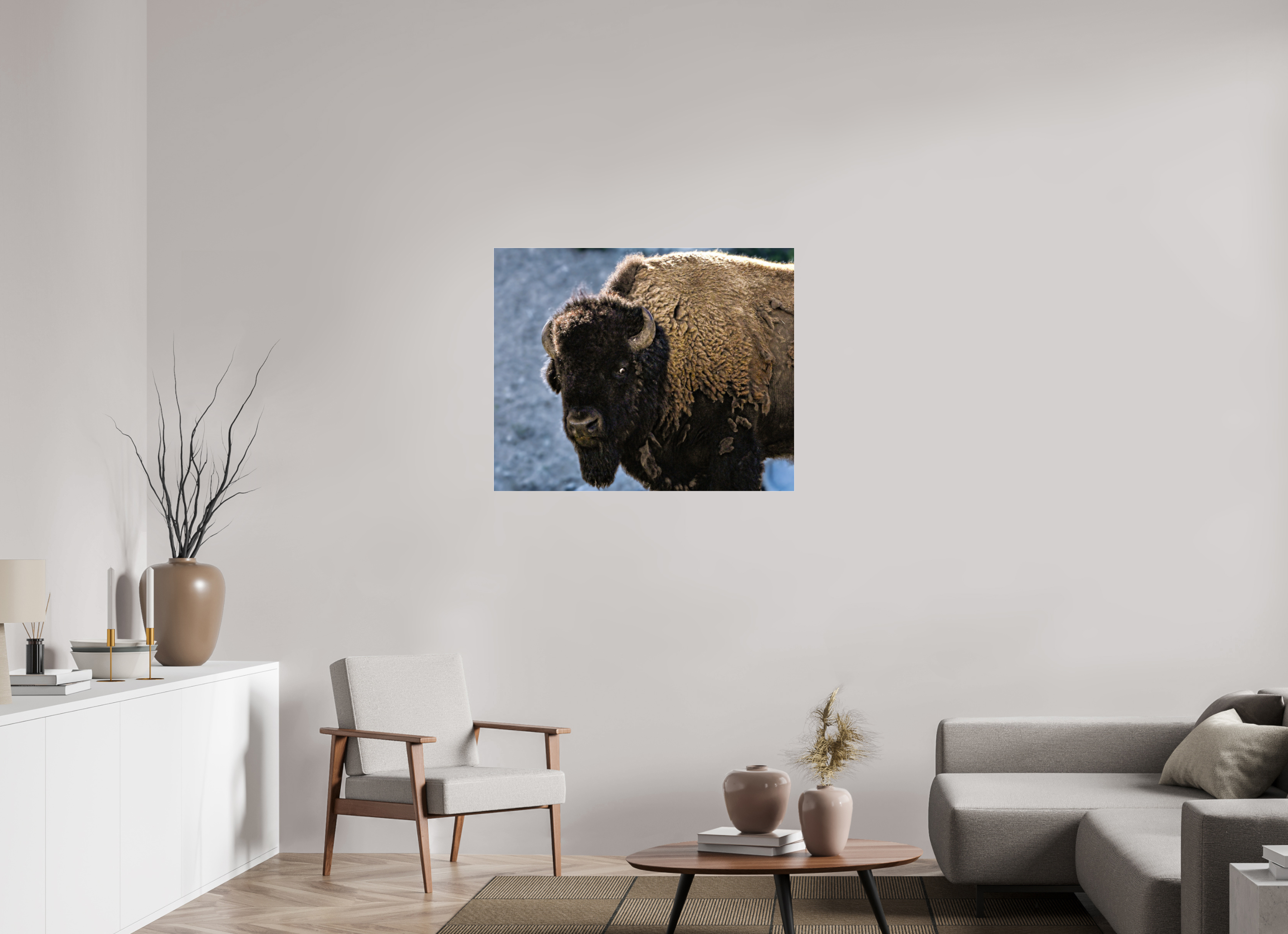 38.2 x 31″, ACRYLIC Bison Portrait
