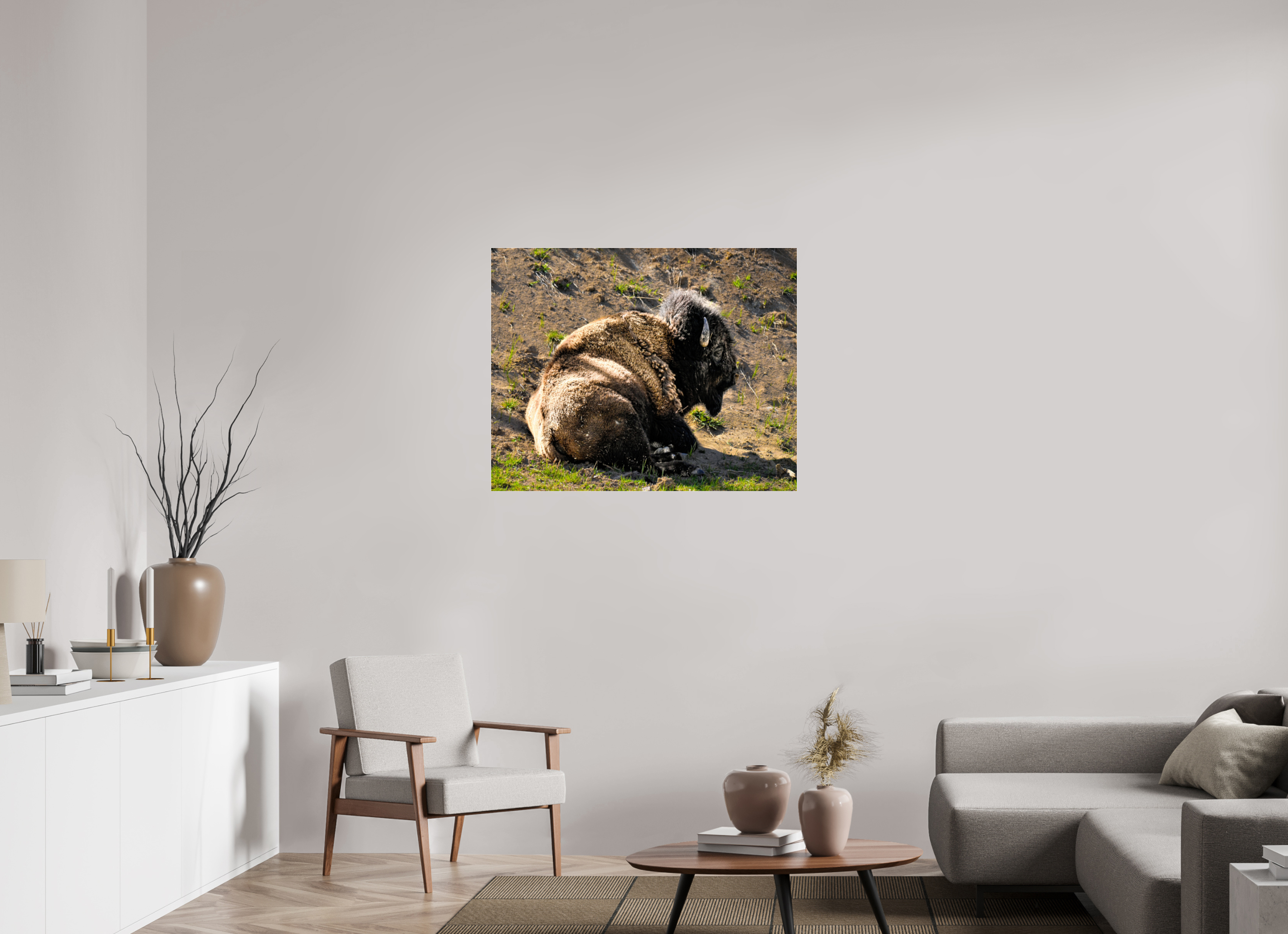 38.9 x 31″, ACRYLIC Bison Laying Down