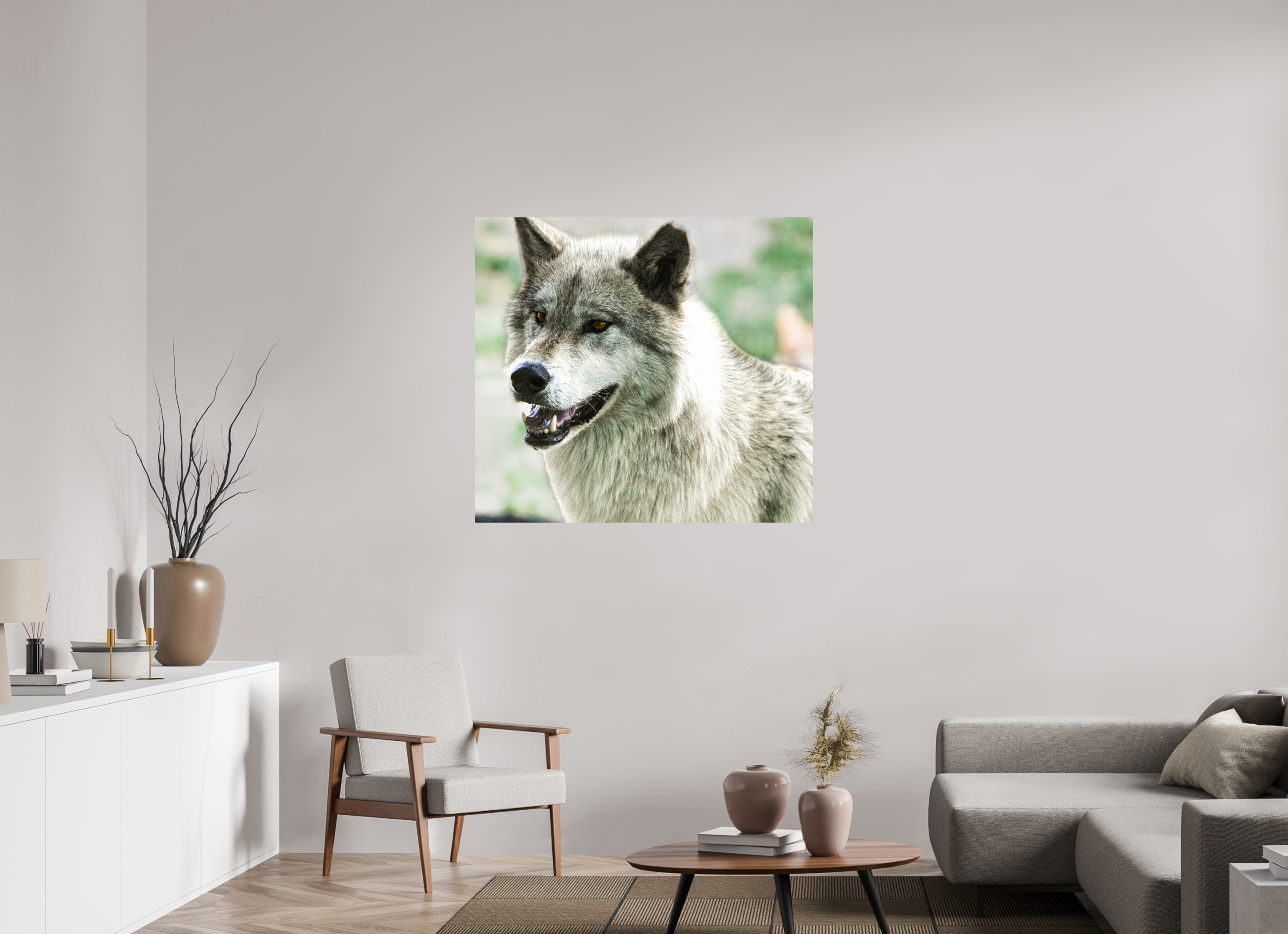 43.2 x 39″, PHOTO PAPER Wolf Portrait