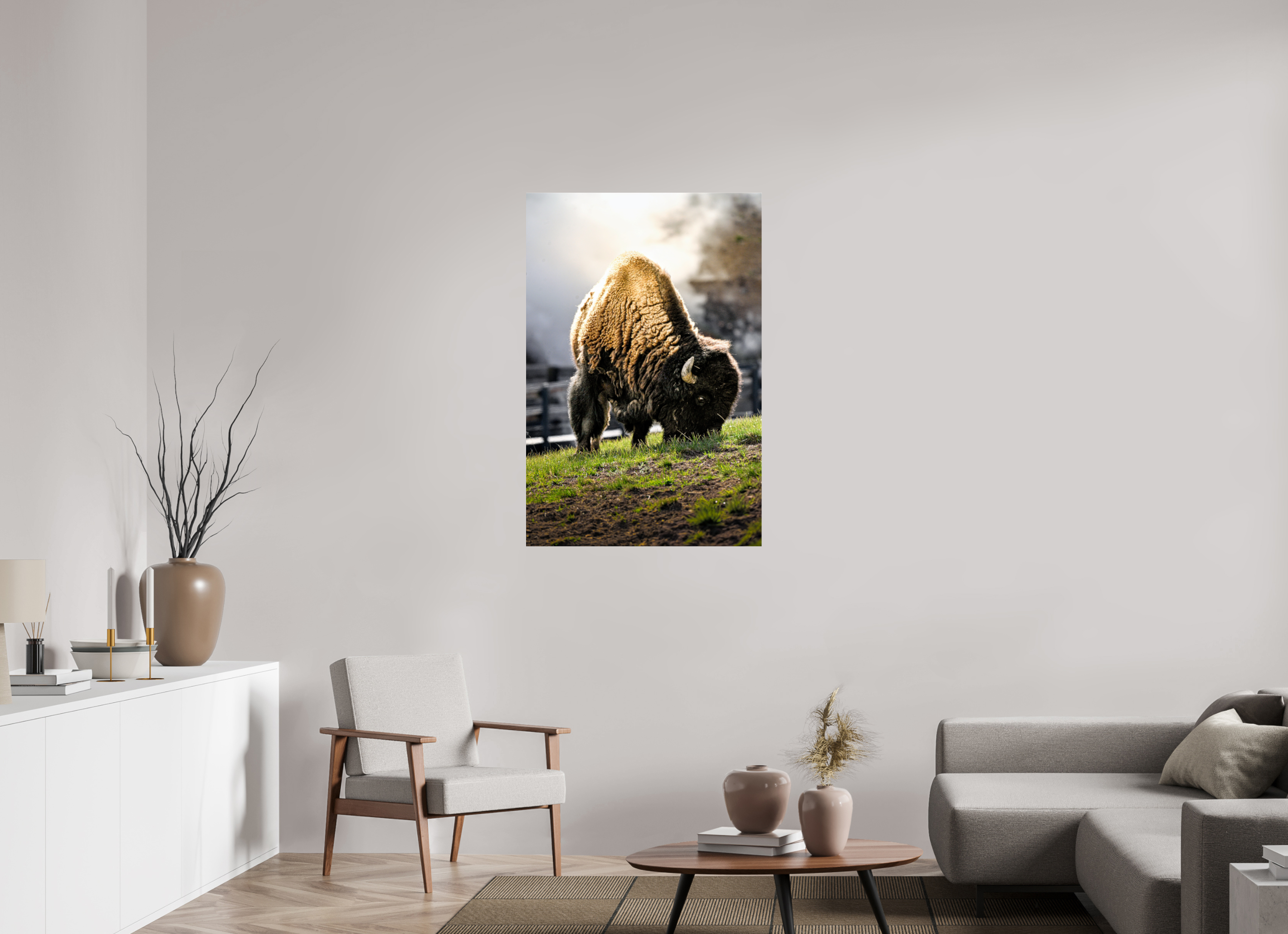 30 x 45″, ACRYLIC Bison Grazing