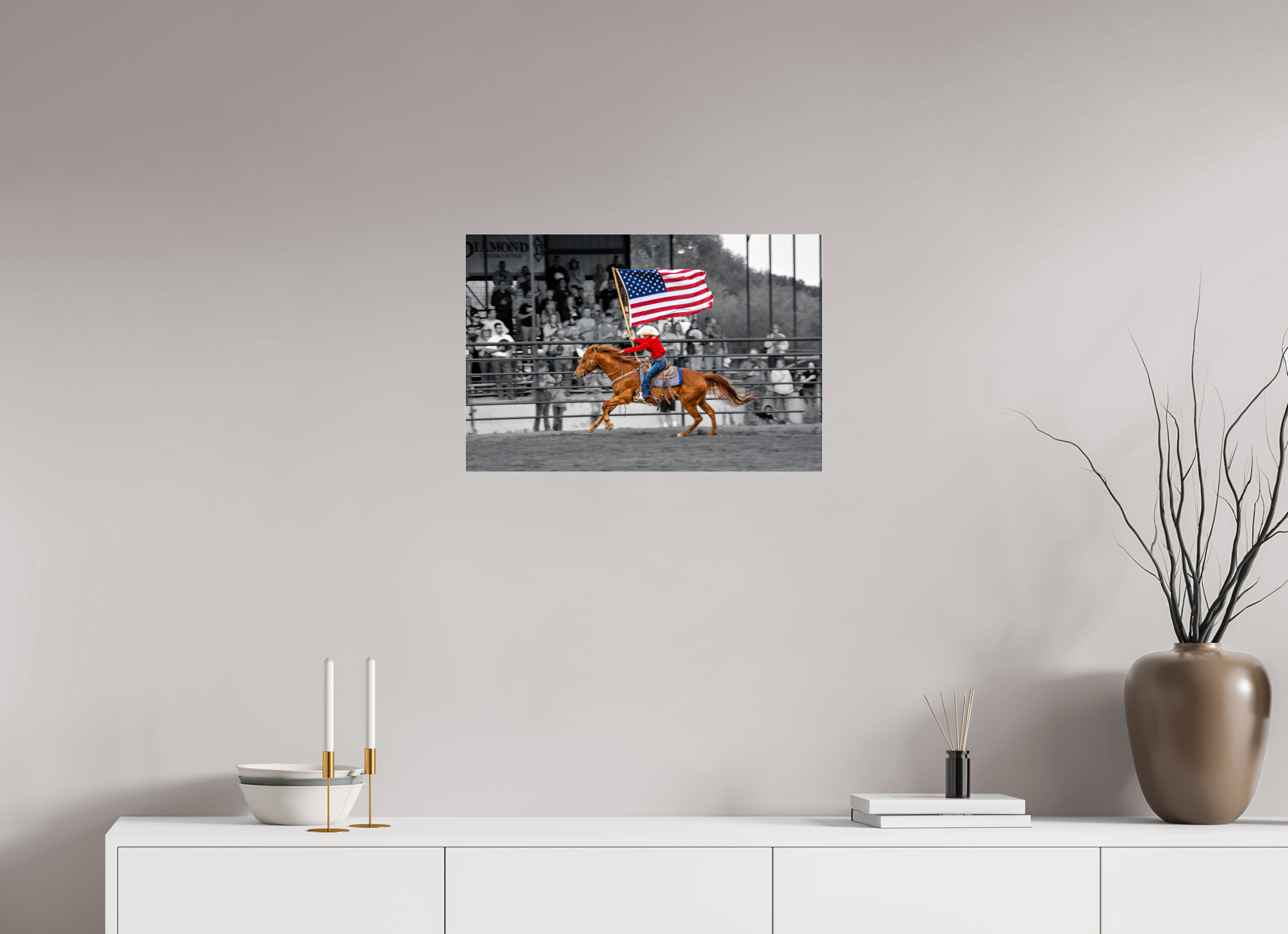 24 x 16″, ACRYLIC American Flag Rodeo Rider