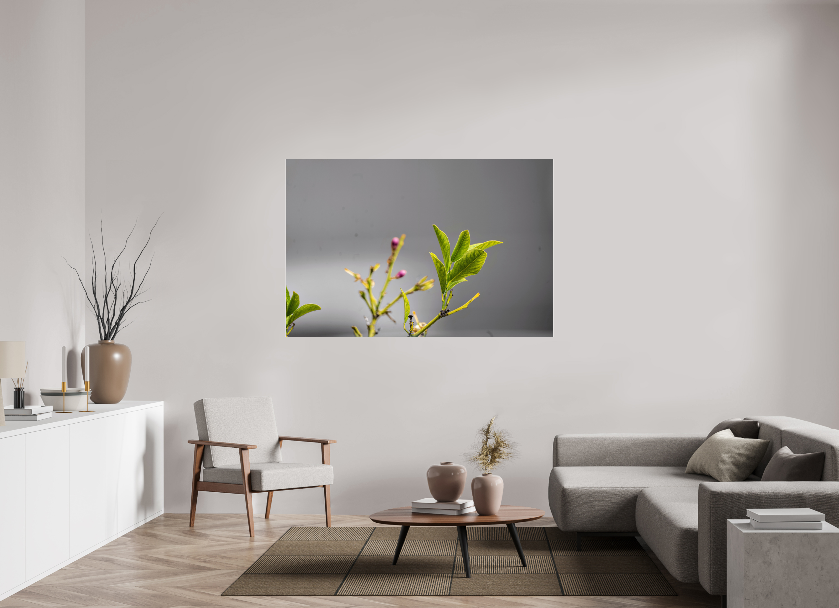 66 x 44″, ACRYLIC Green Leaves