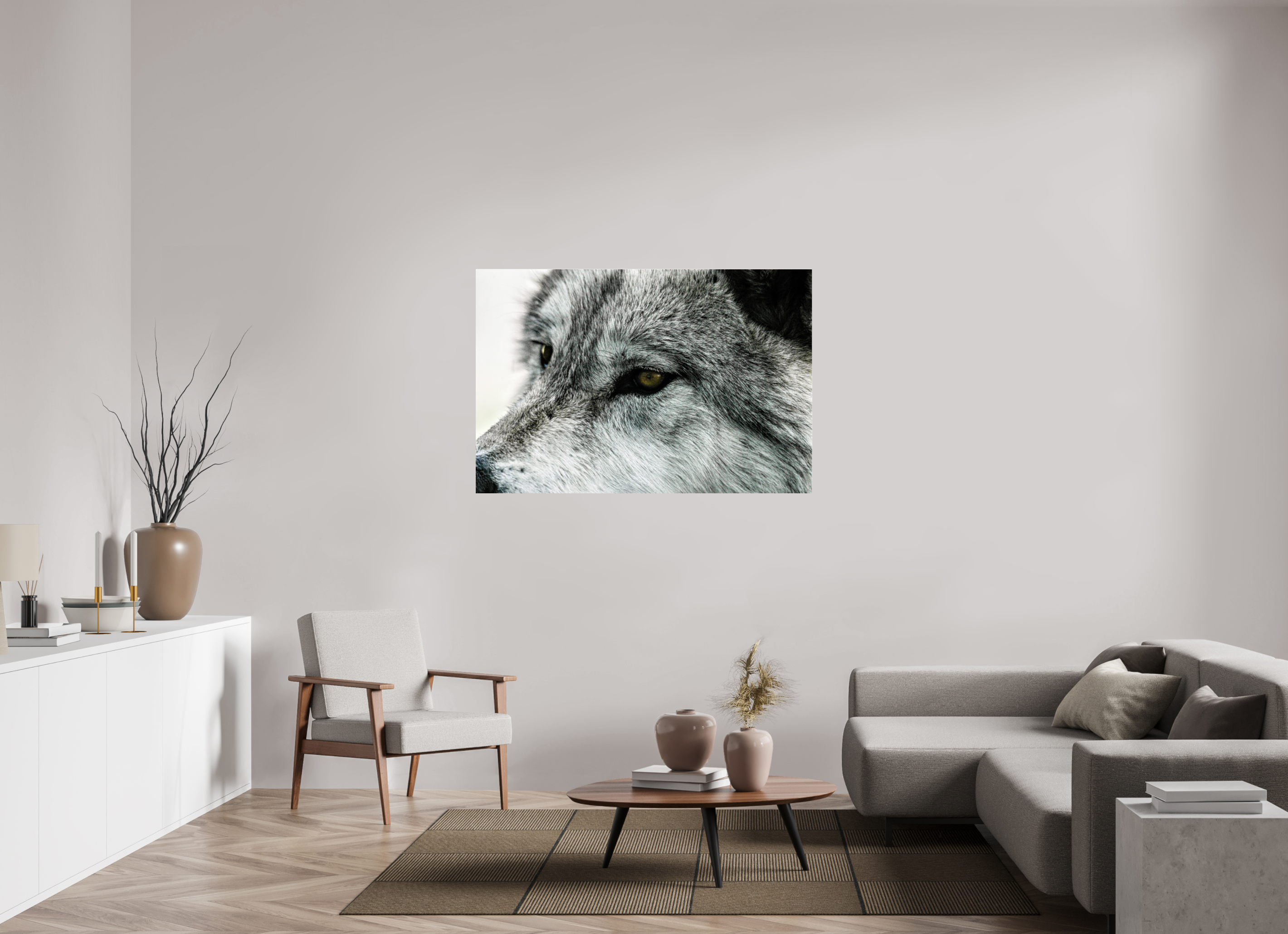 54 x 36″, ACRYLIC Wolf Close Up