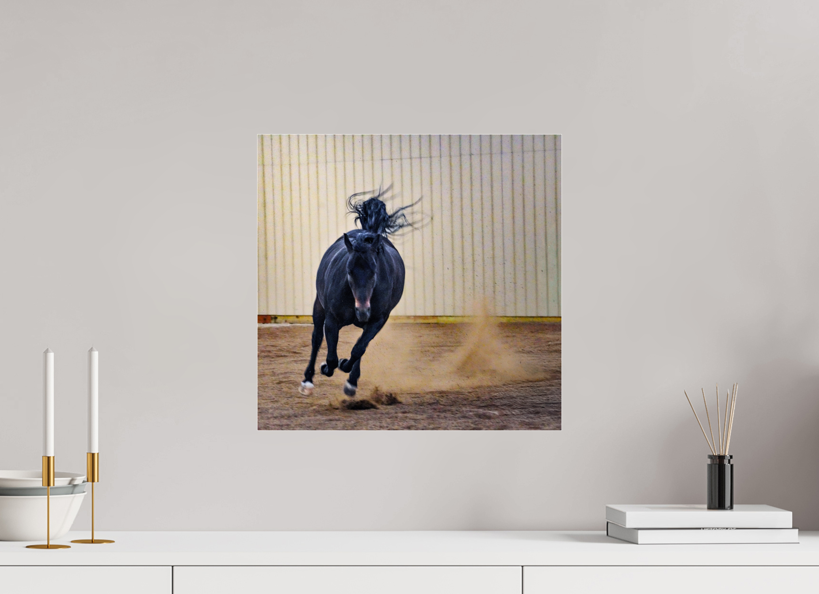 16.4 x 16″, ACRYLIC Bella Kicking Up Dust