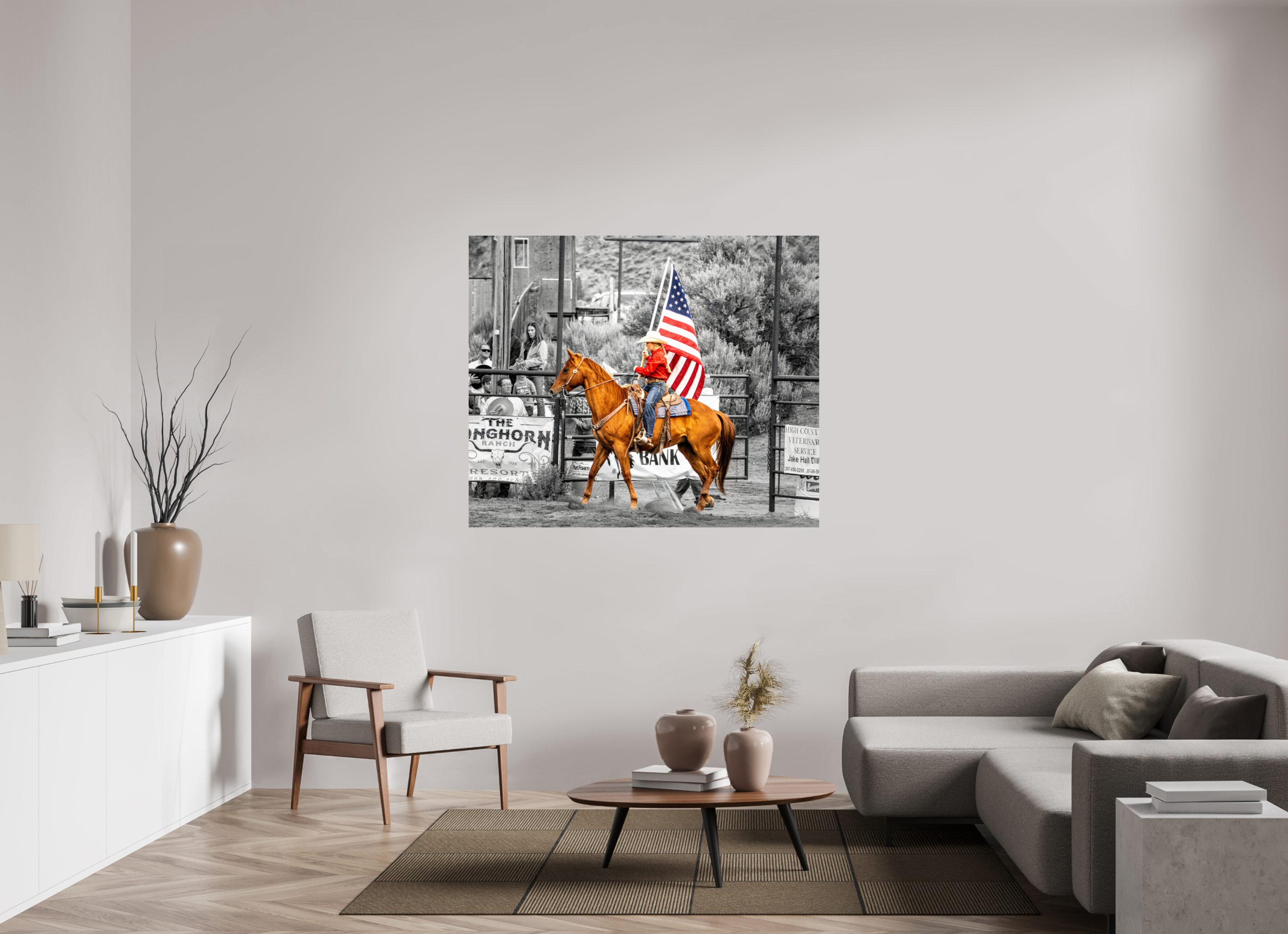 56.5 x 47″, PHOTO PAPER America 250 Flag Rider 5