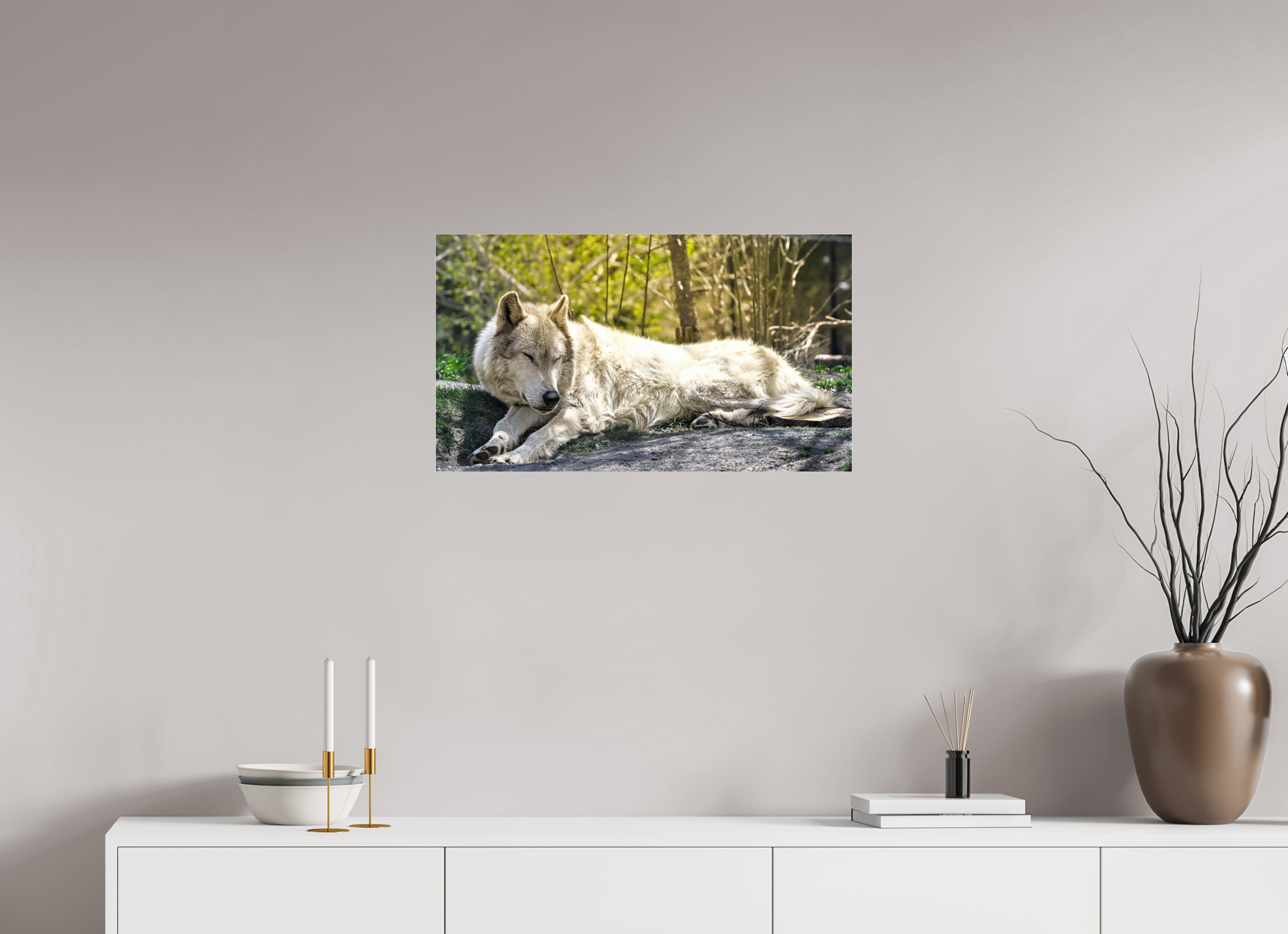 28 x 16″, ACRYLIC Wolf Napping