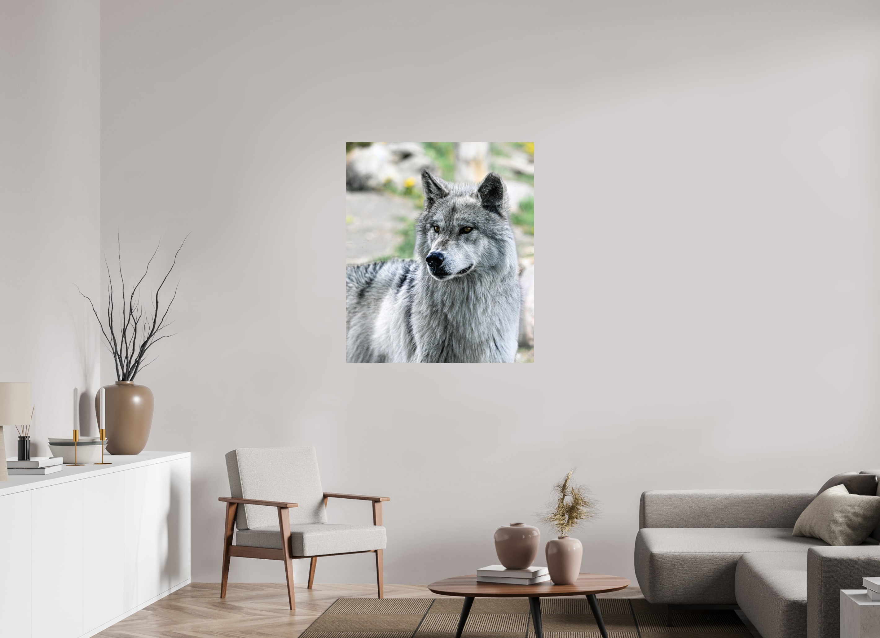 35 x 41.1″, METAL Wolf Portrait