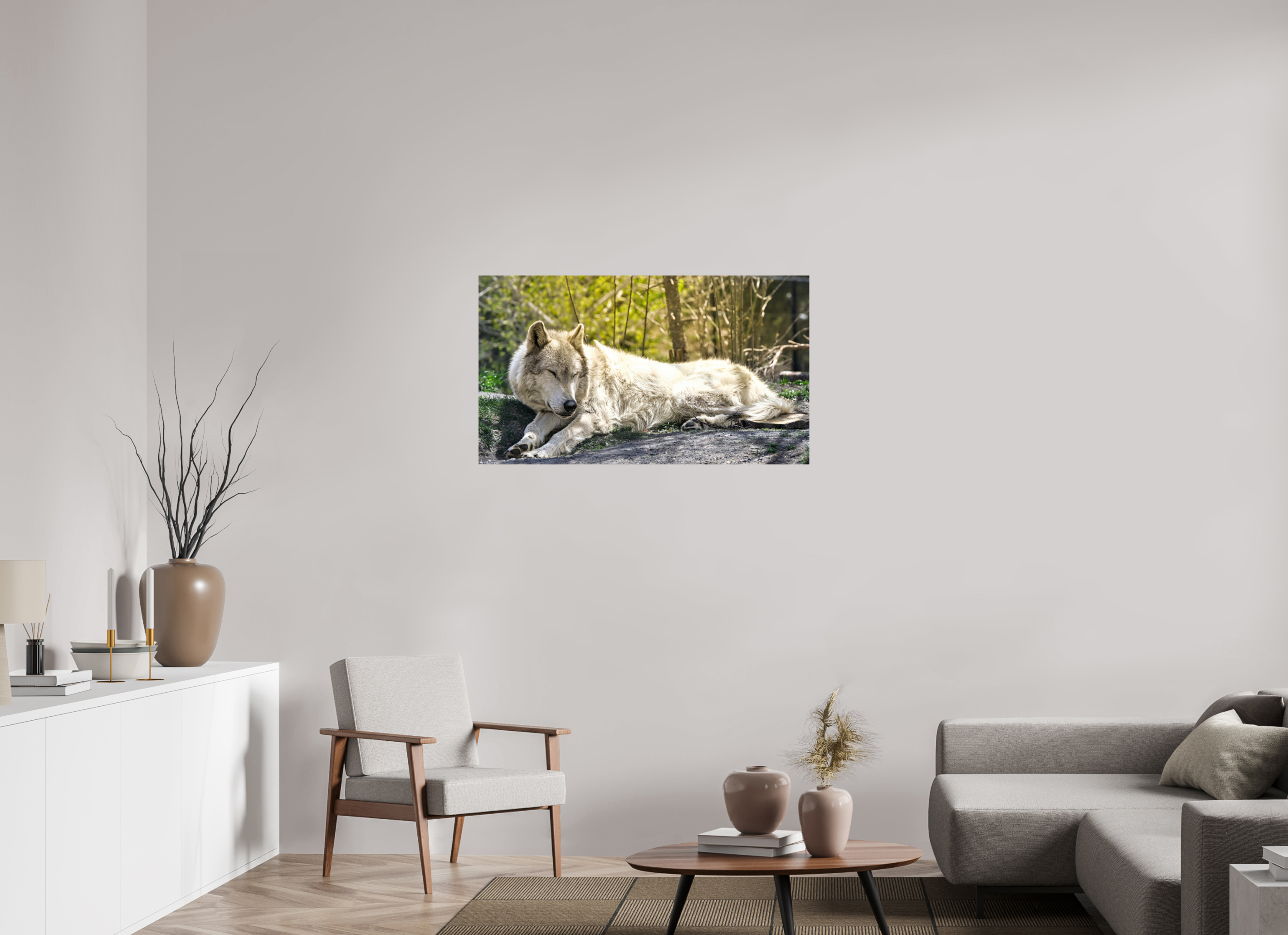 42.1 x 24″, METAL Wolf Napping