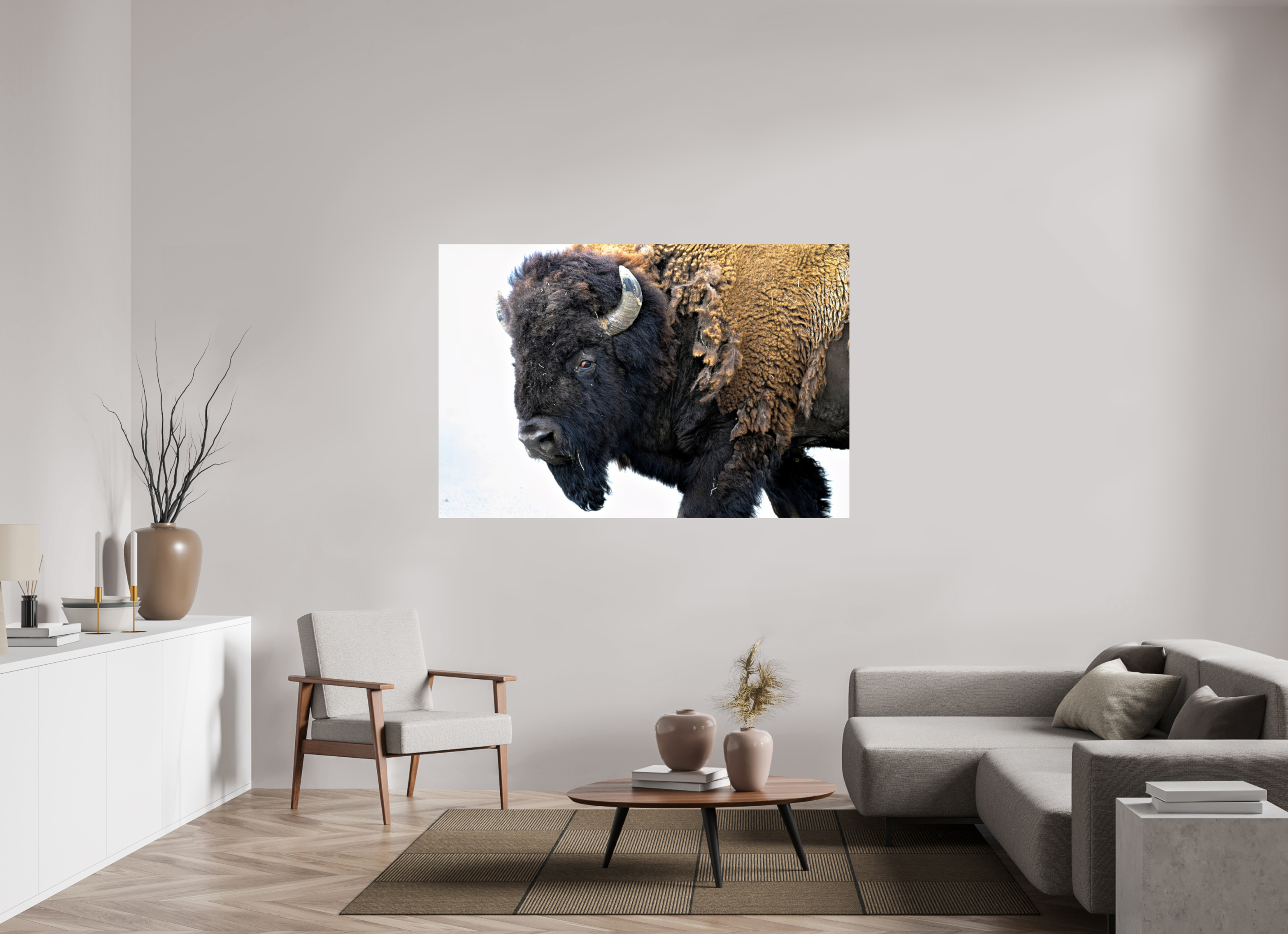 66 x 44″, METAL Bison Side eye