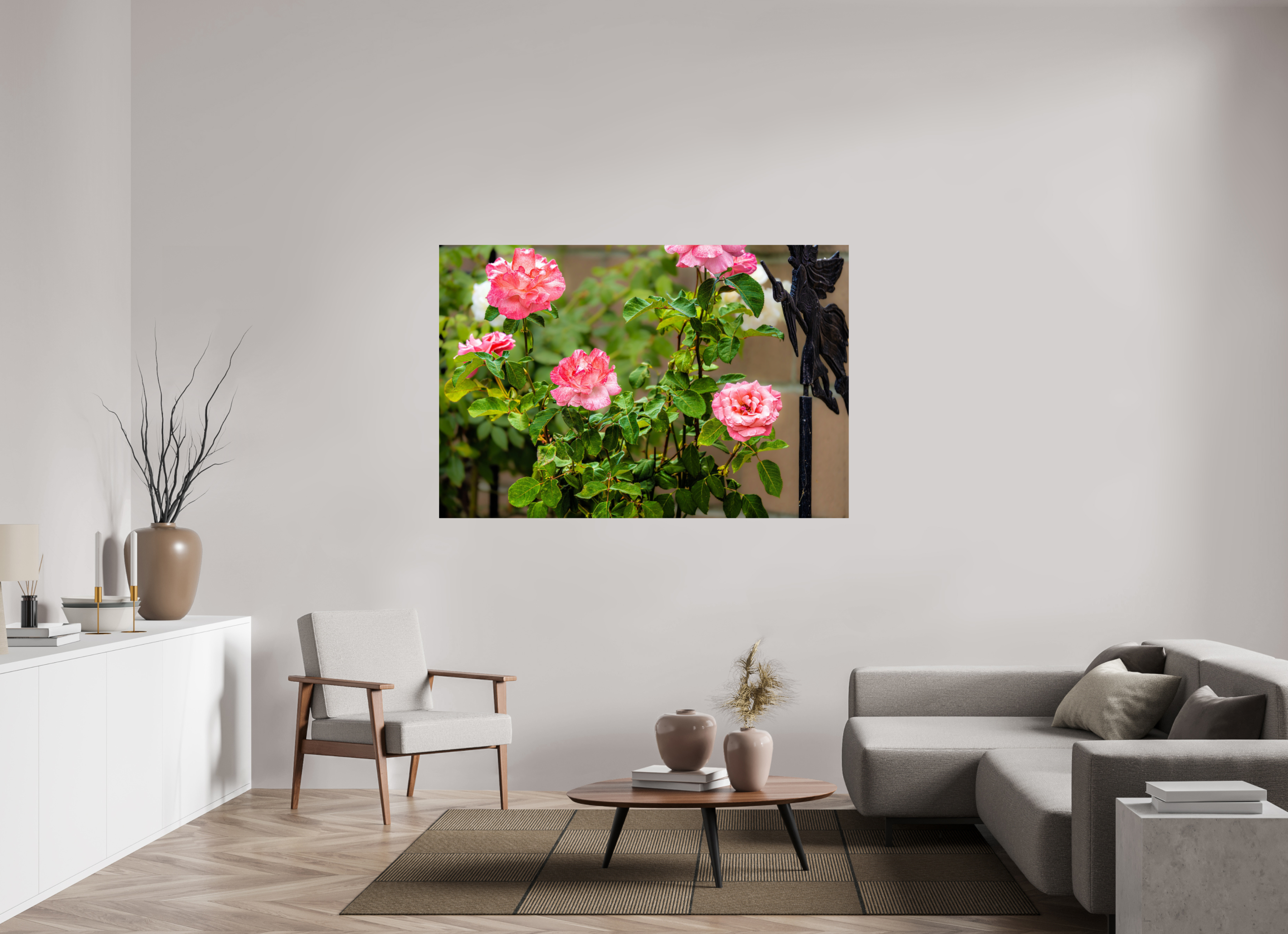 66 x 44″, PHOTO PAPER Pink Rose Bush
