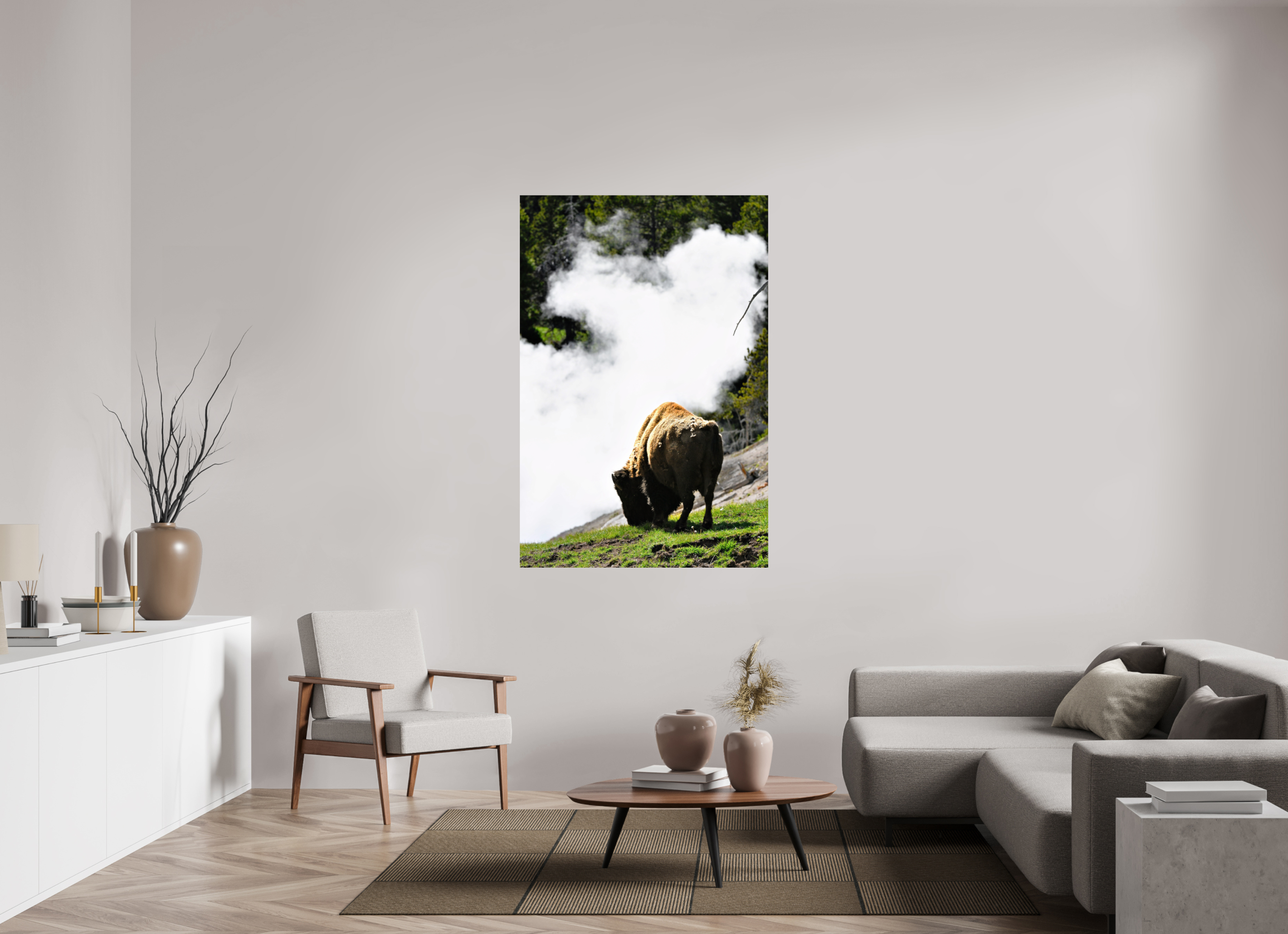 40 x 60″, PHOTO PAPER Bison Grazing