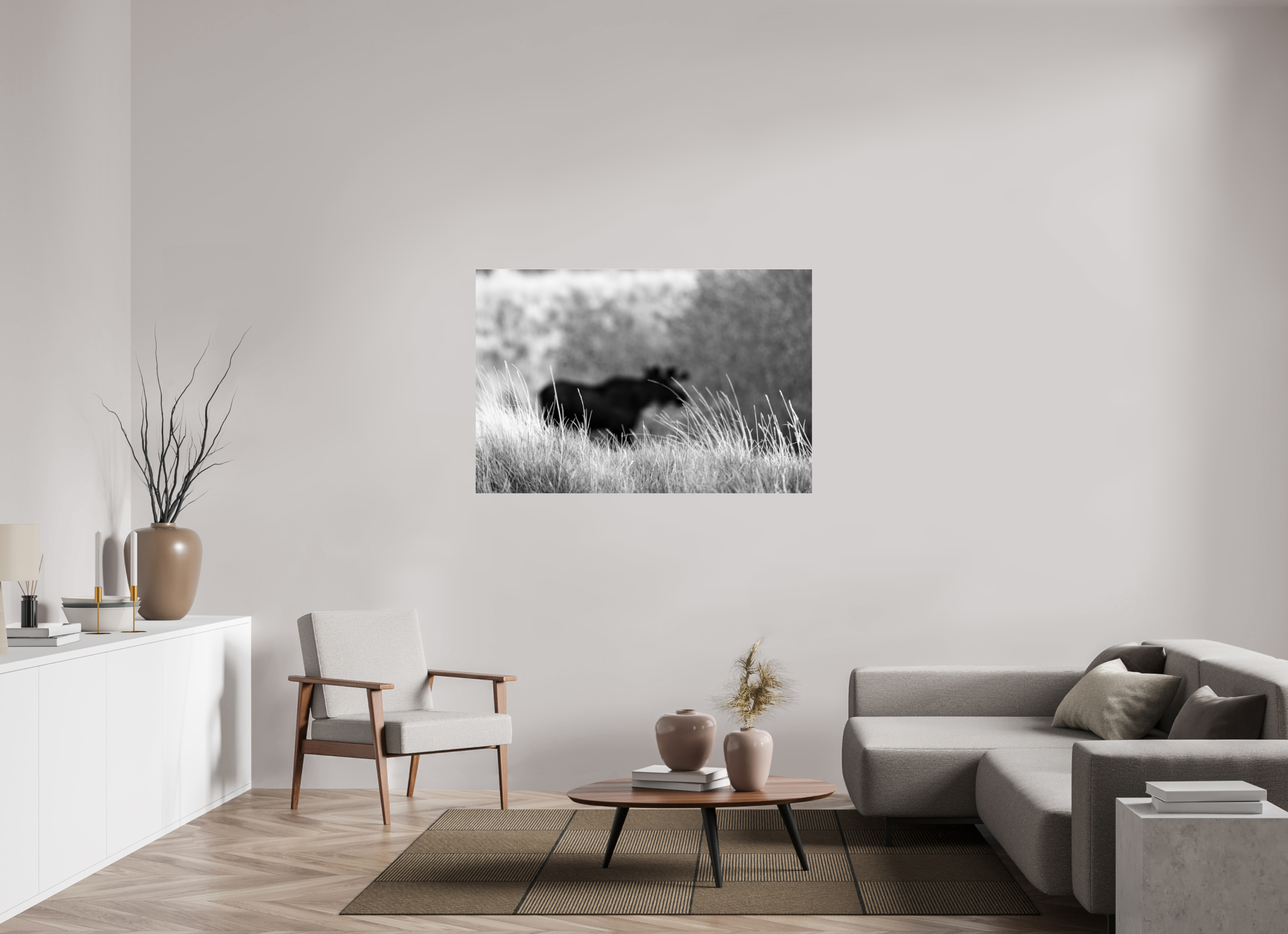 54 x 36″, ACRYLIC Monochrome Bull Moose
