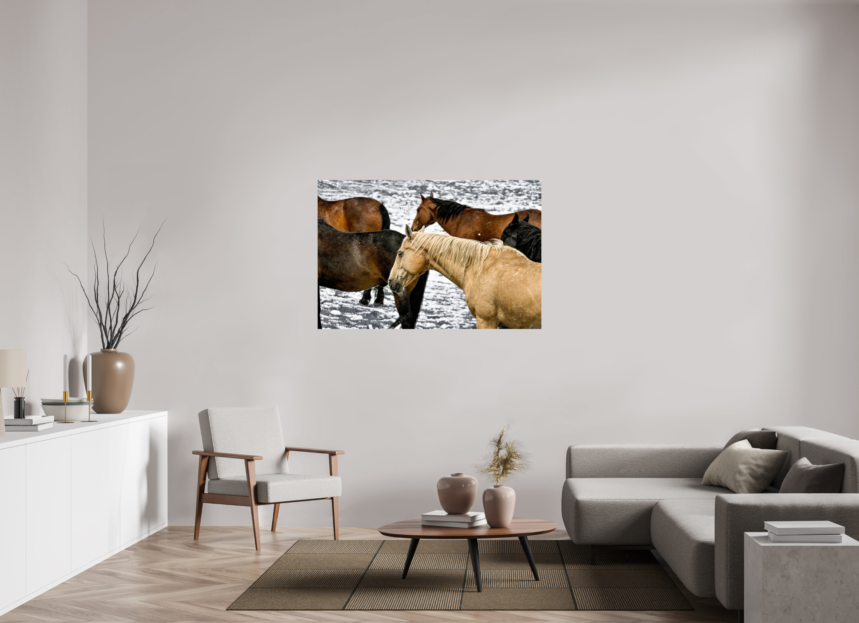 54 x 36″, PHOTO PAPER Colorful Horses