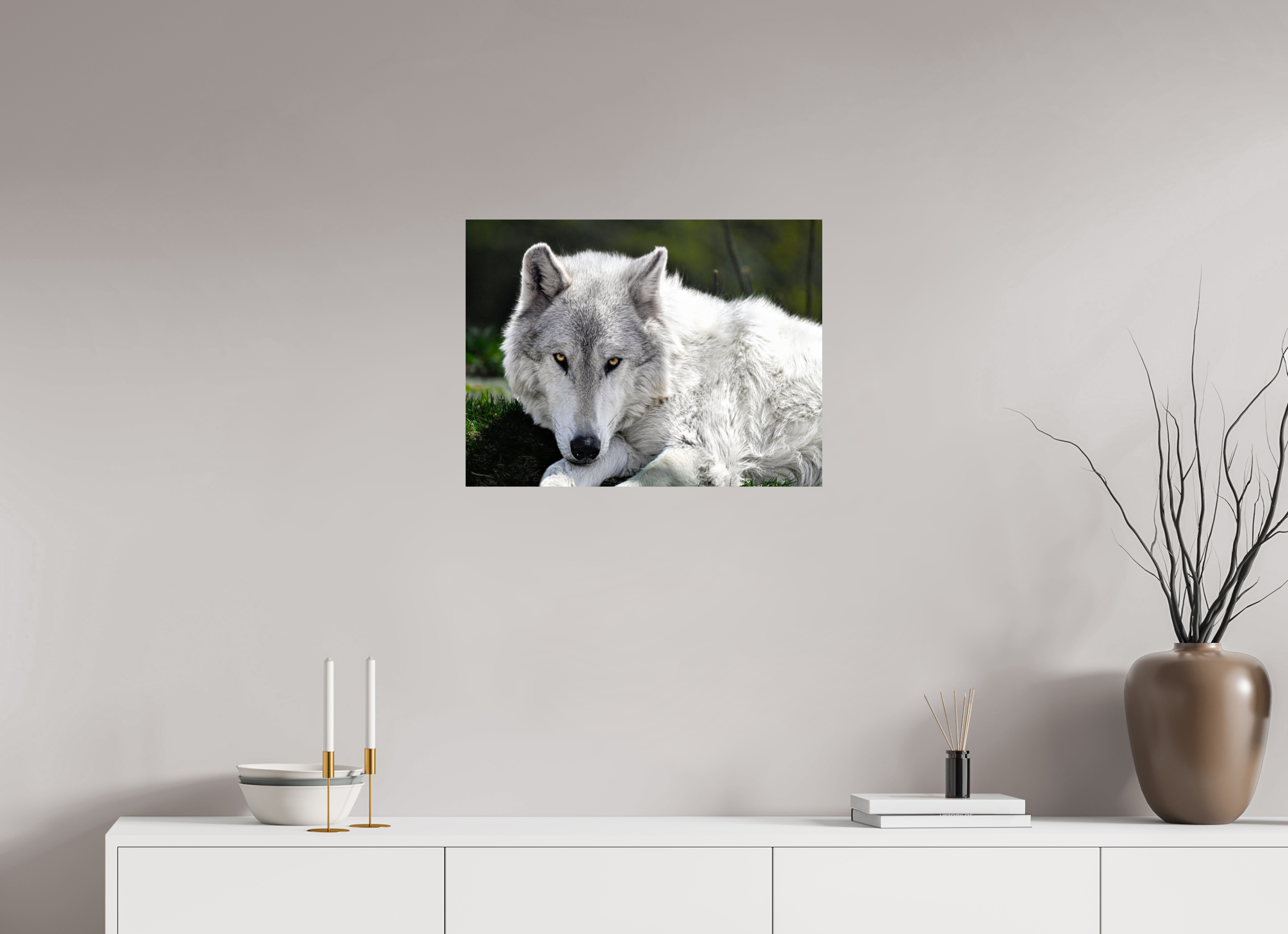 24 x 18″, METAL Wolf with Yellow Eyes