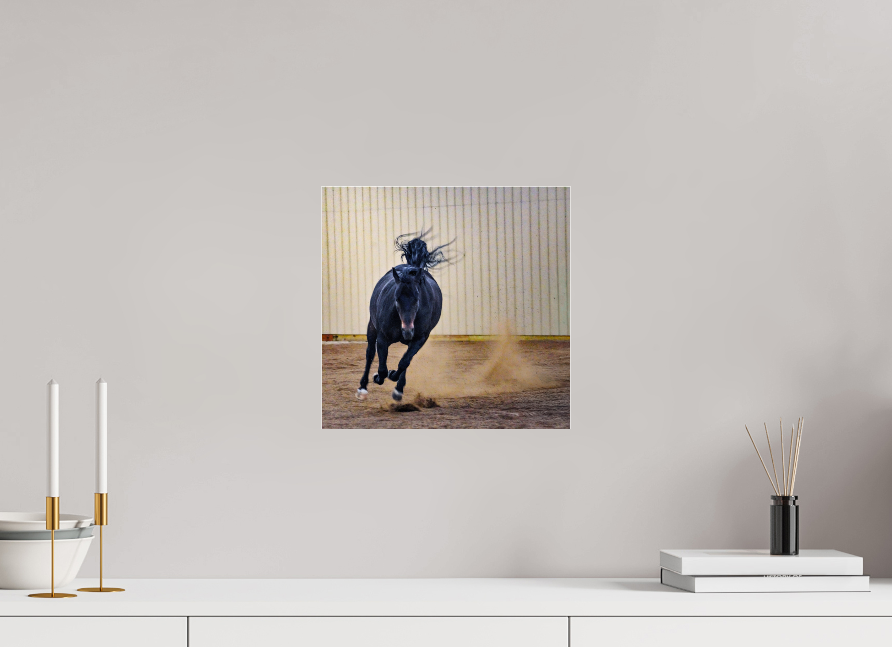 12.3 x 12″, ACRYLIC Bella Kicking Up Dust