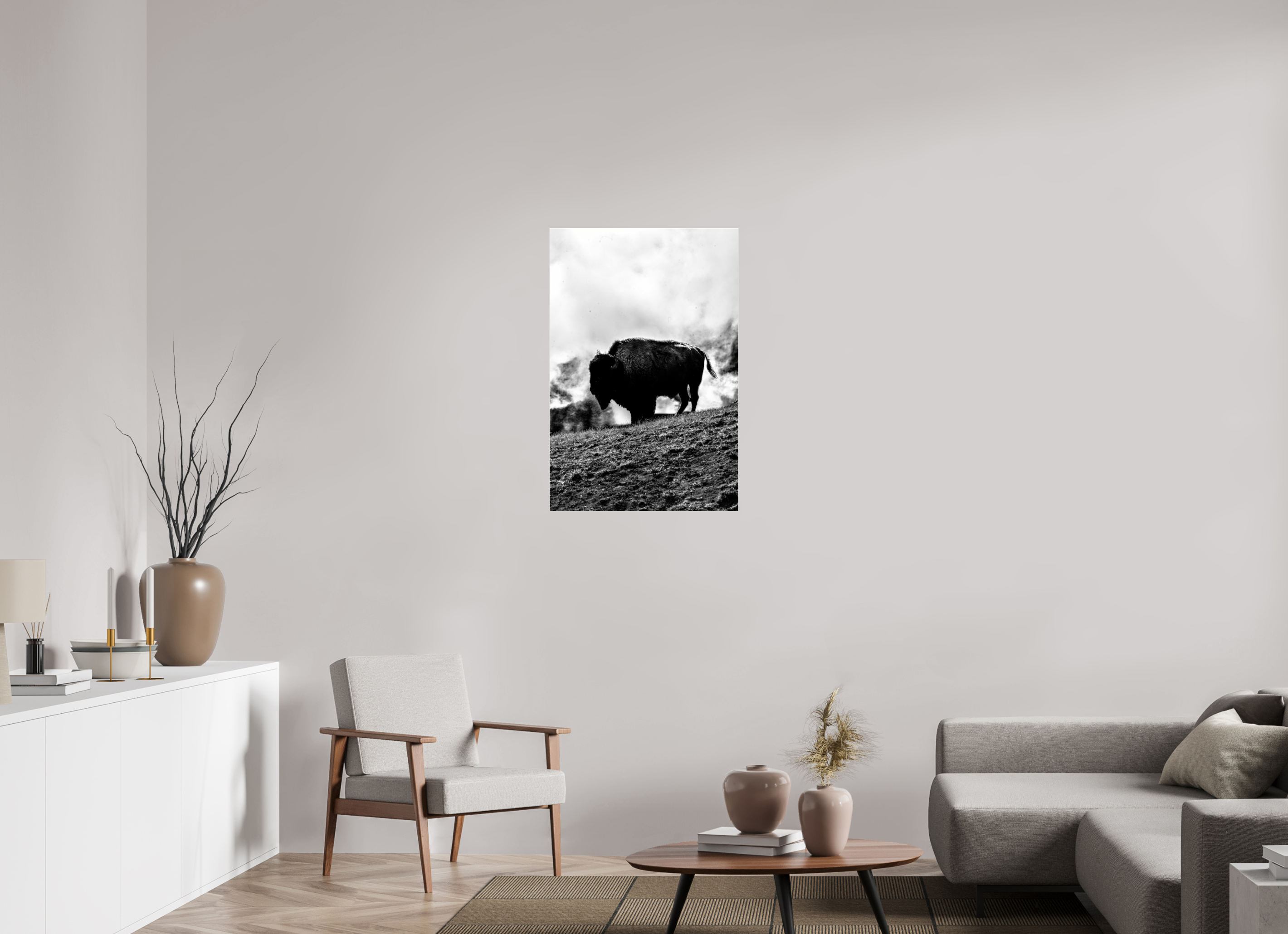 24 x 36″, ACRYLIC Monochrome Bison