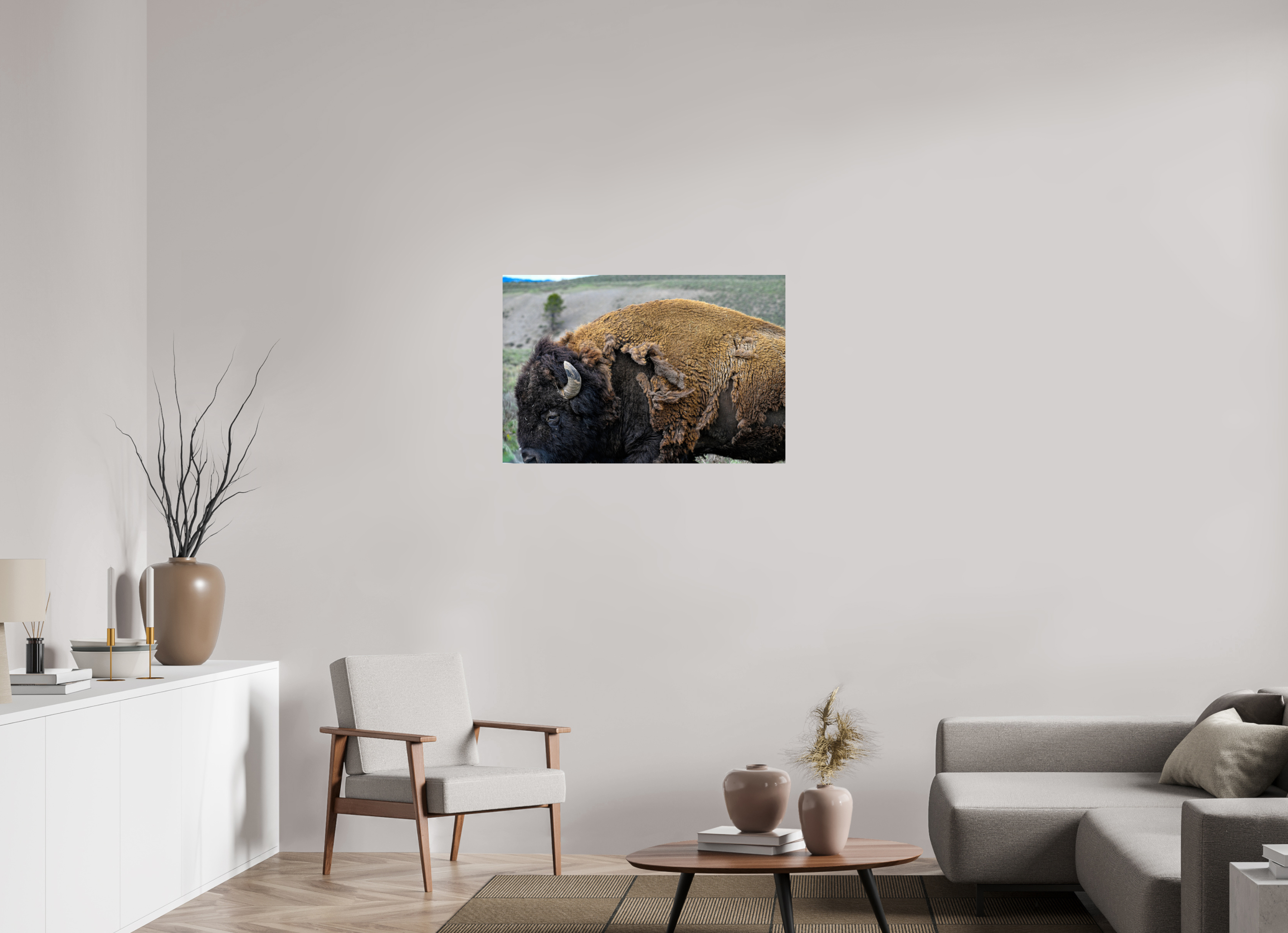 36 x 24″, METAL Bison side profile