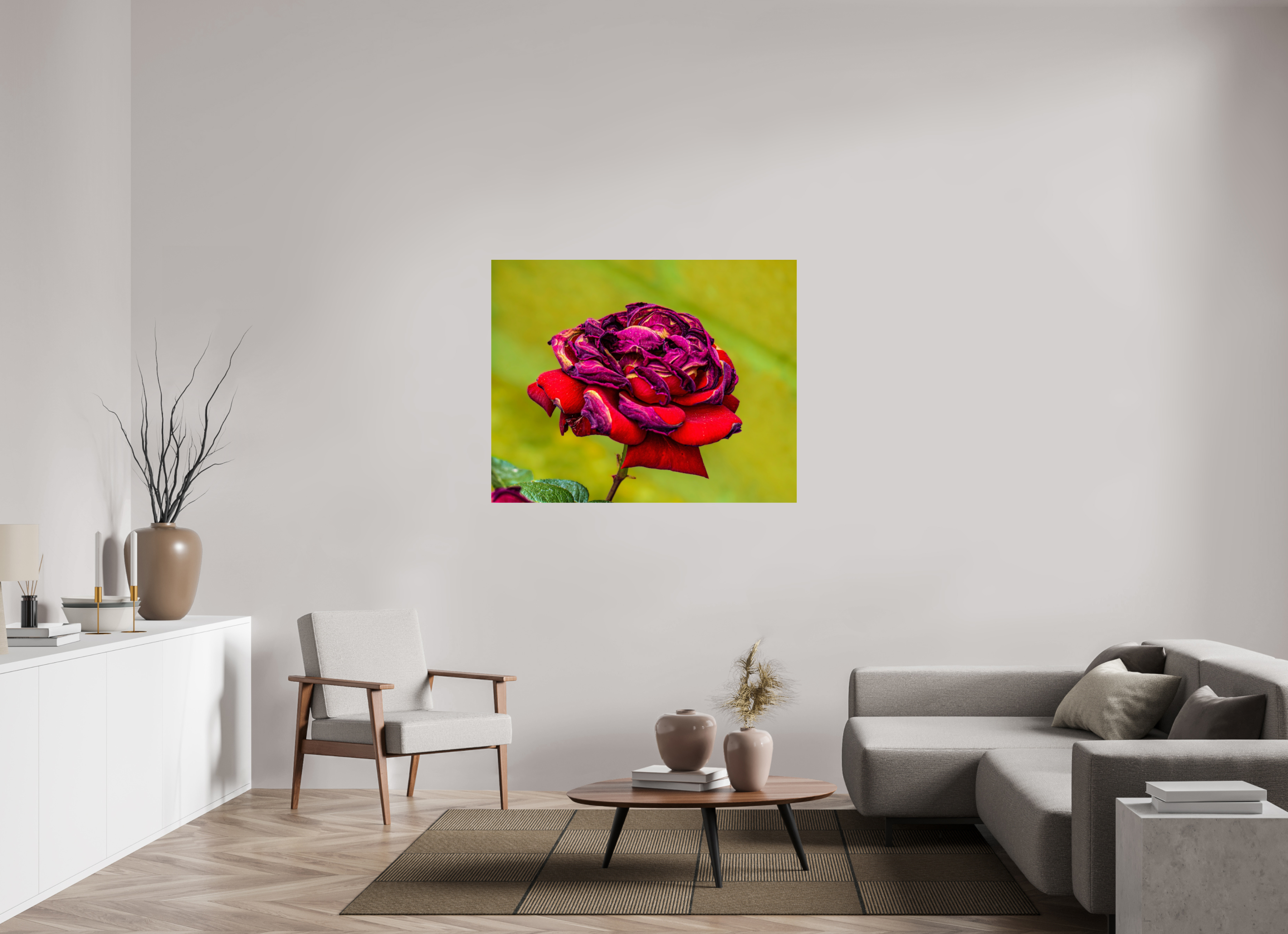 49.1 x 39″, METAL Red Rose