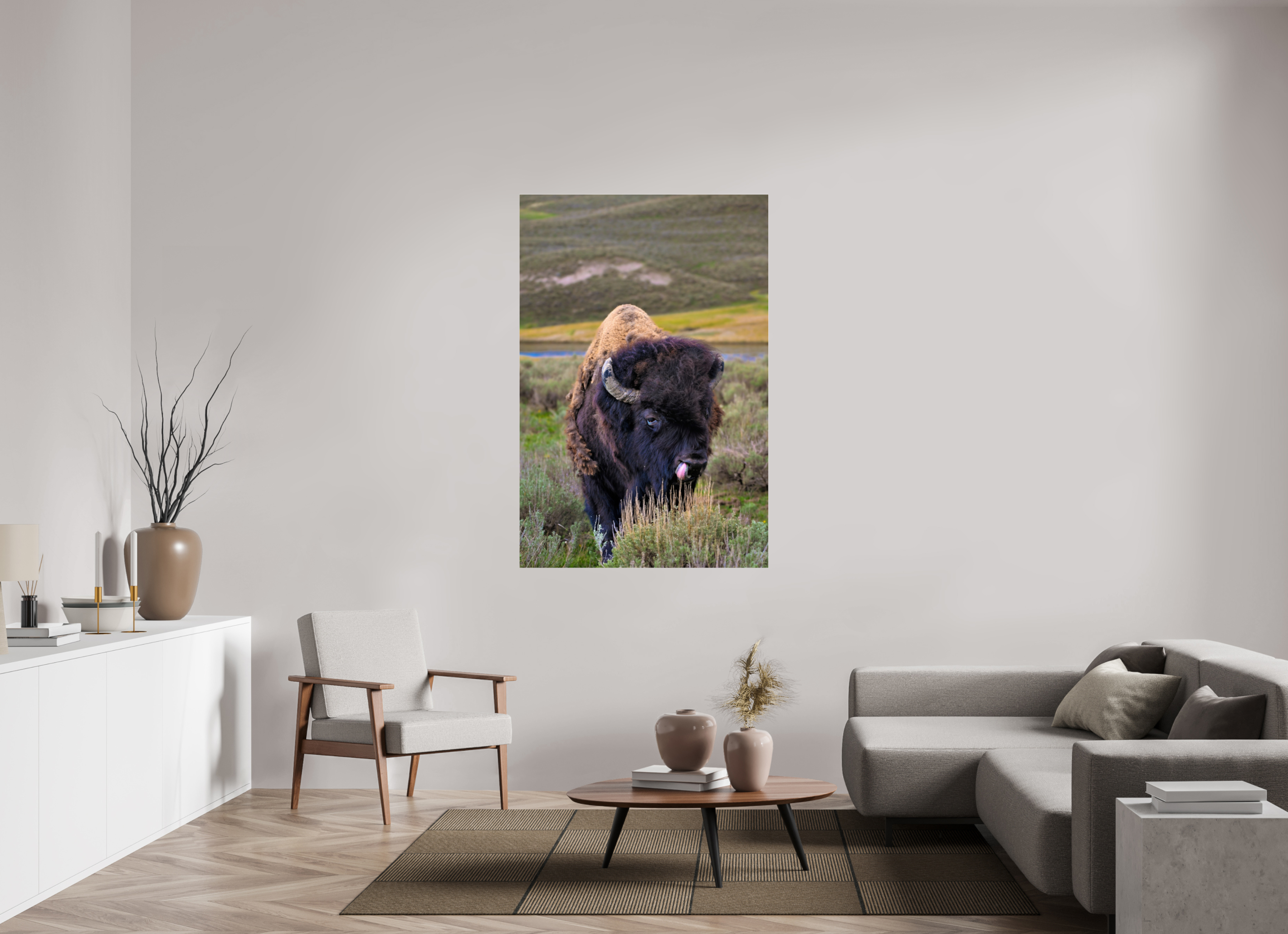 40 x 60″, ACRYLIC Bison with Tongue