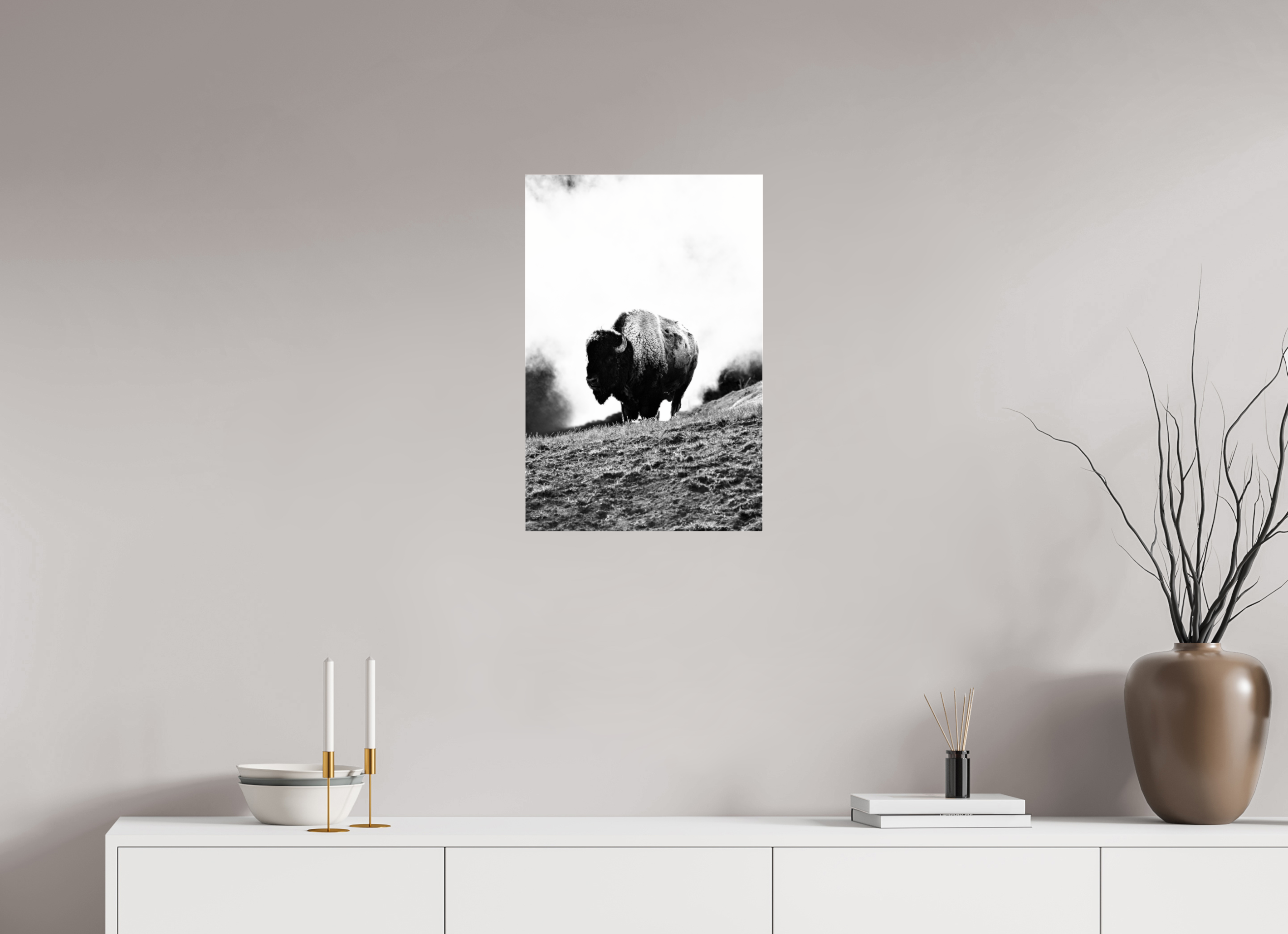 16 x 24″, ACRYLIC Bison Monochrome