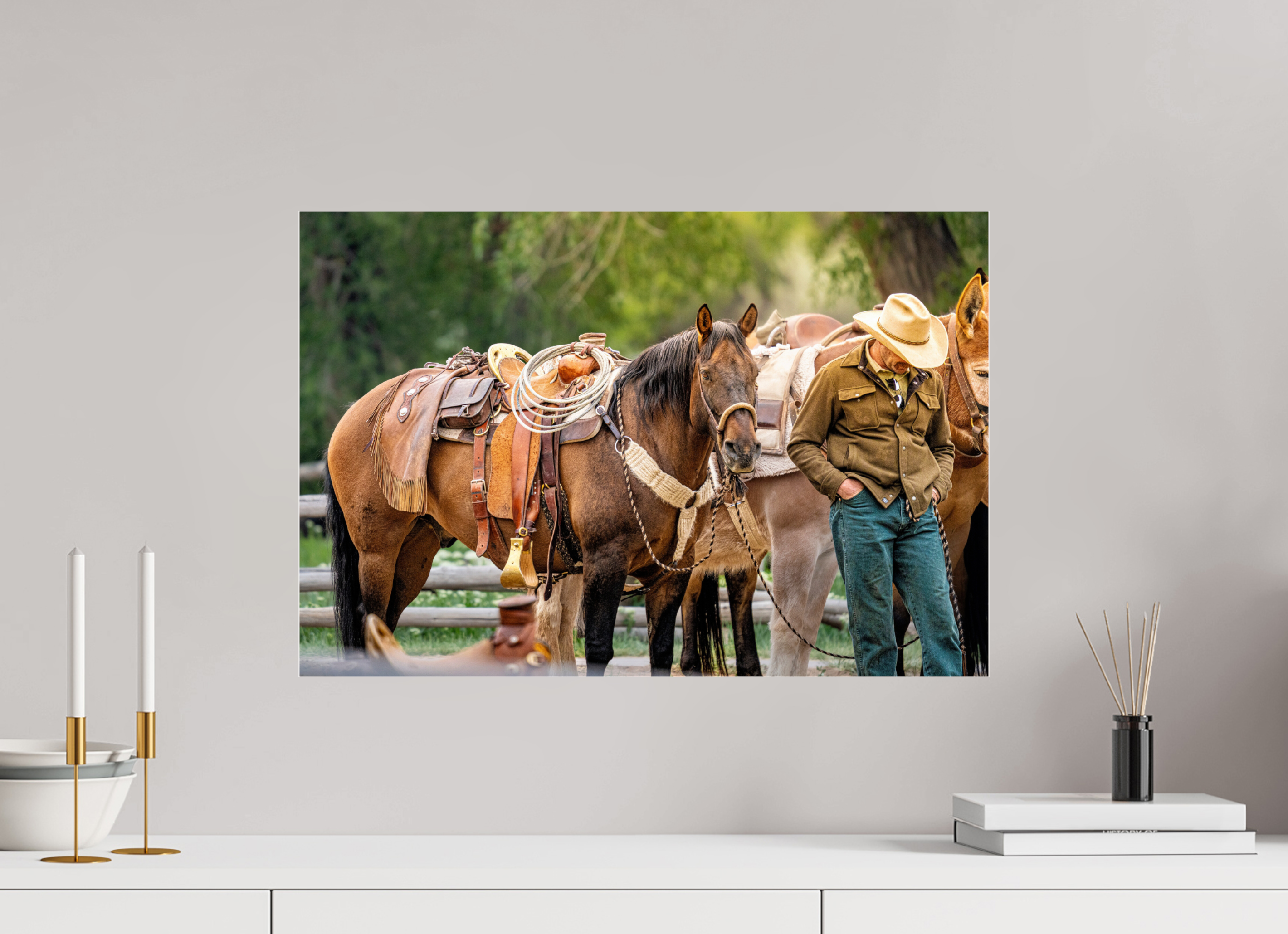 23.7 x 16″, ACRYLIC Forest Service at Pack Horse Races