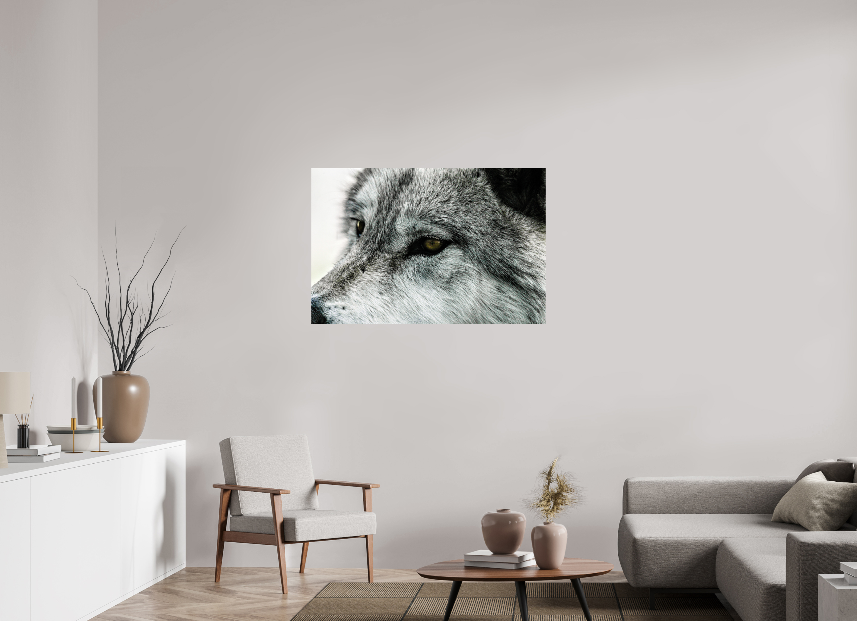 45 x 30″, PHOTO PAPER Wolf Close Up