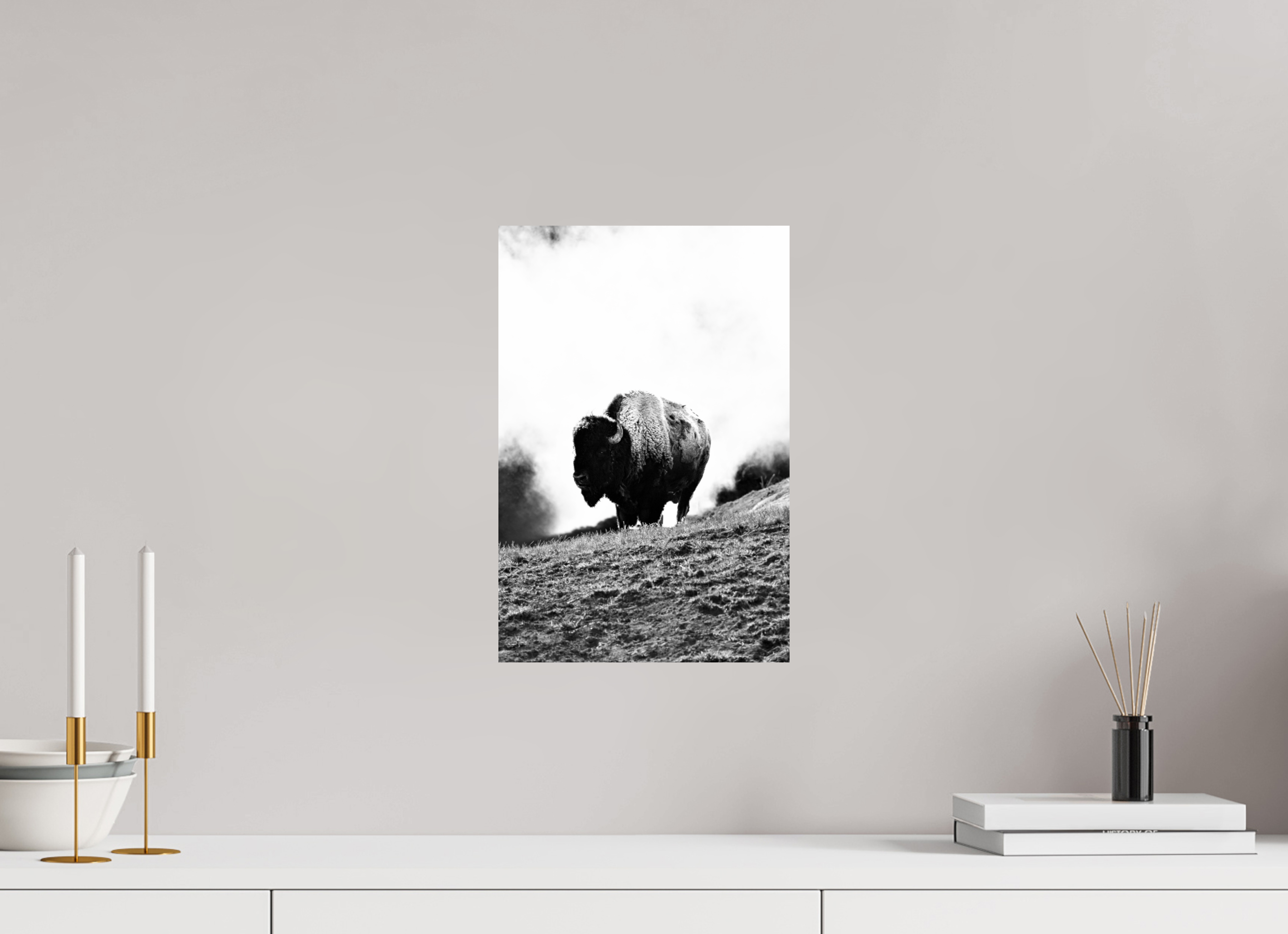 10 x 15″, METAL Bison Monochrome