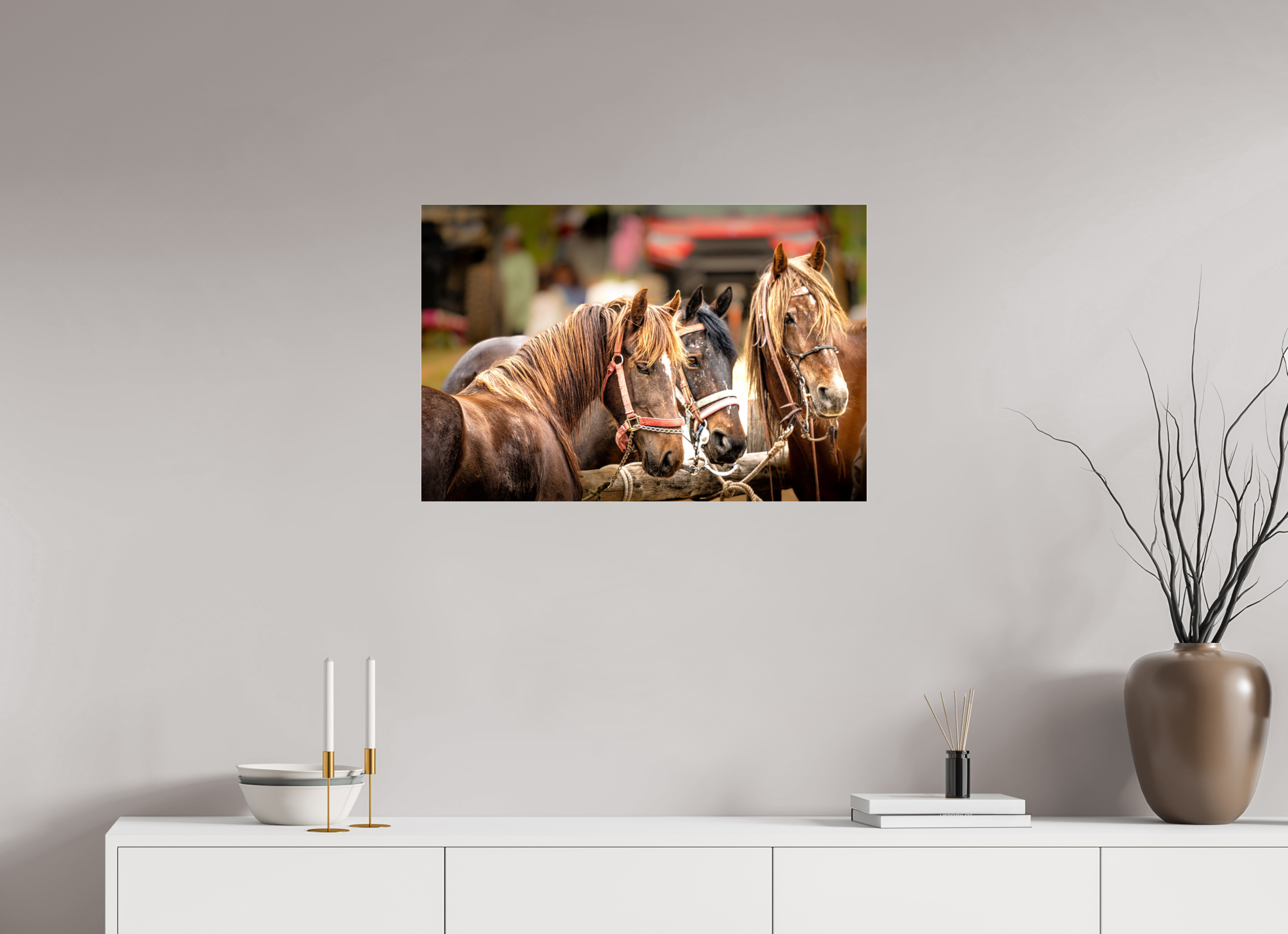 30 x 20″, ACRYLIC Pack Horse Trio