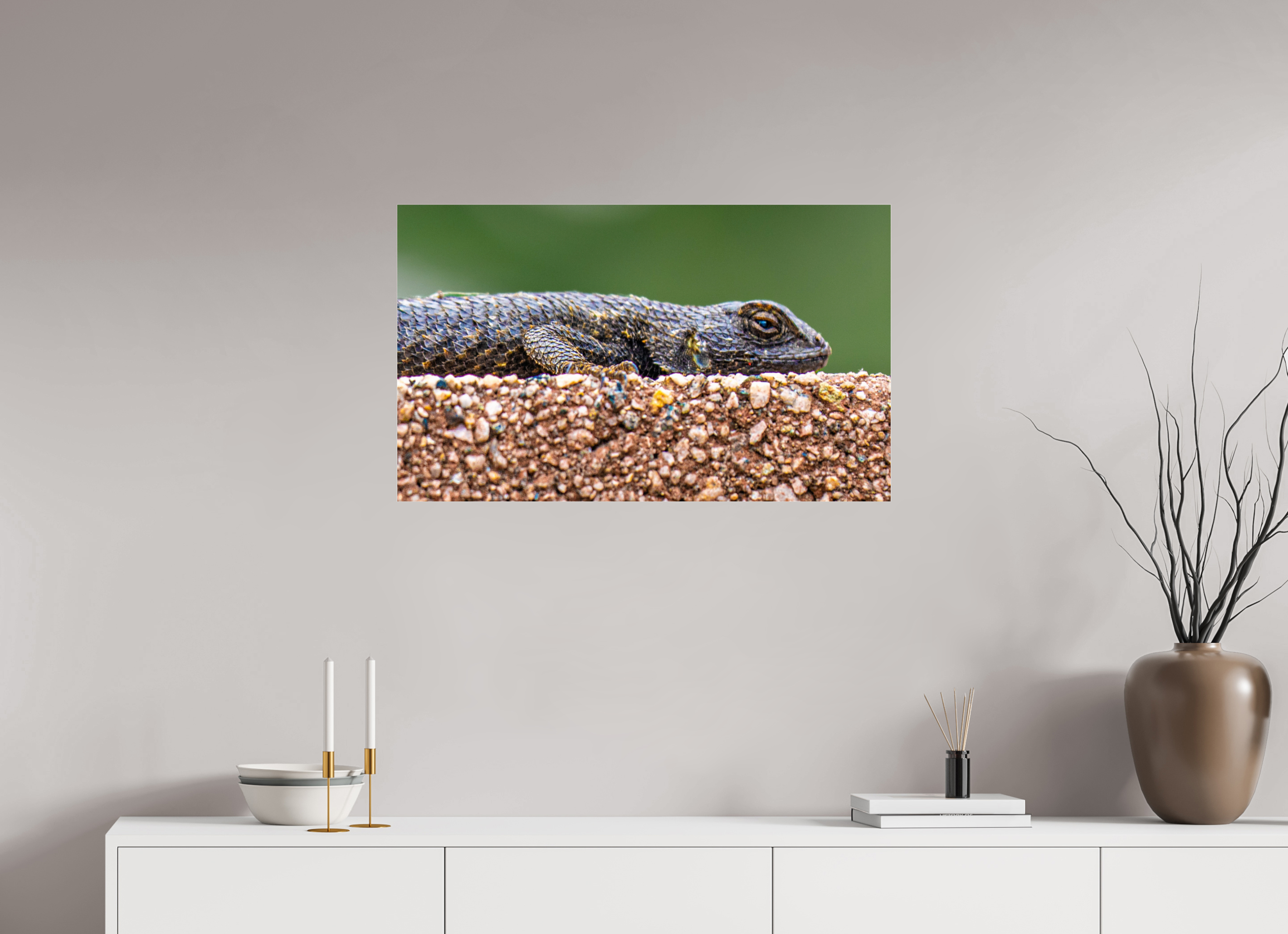 33.2 x 20″, ACRYLIC Lizard