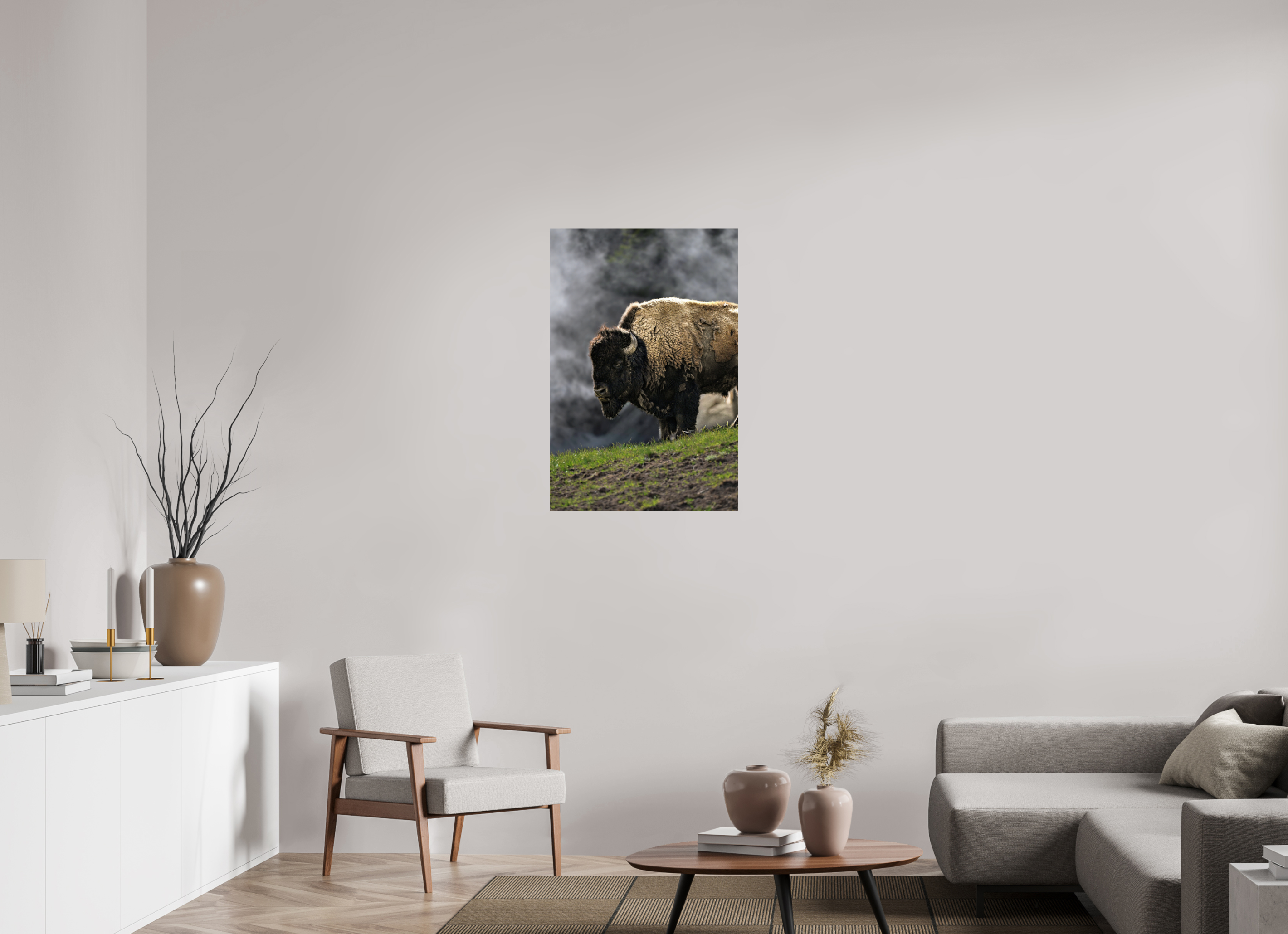 24 x 36″, METAL Bison with steam