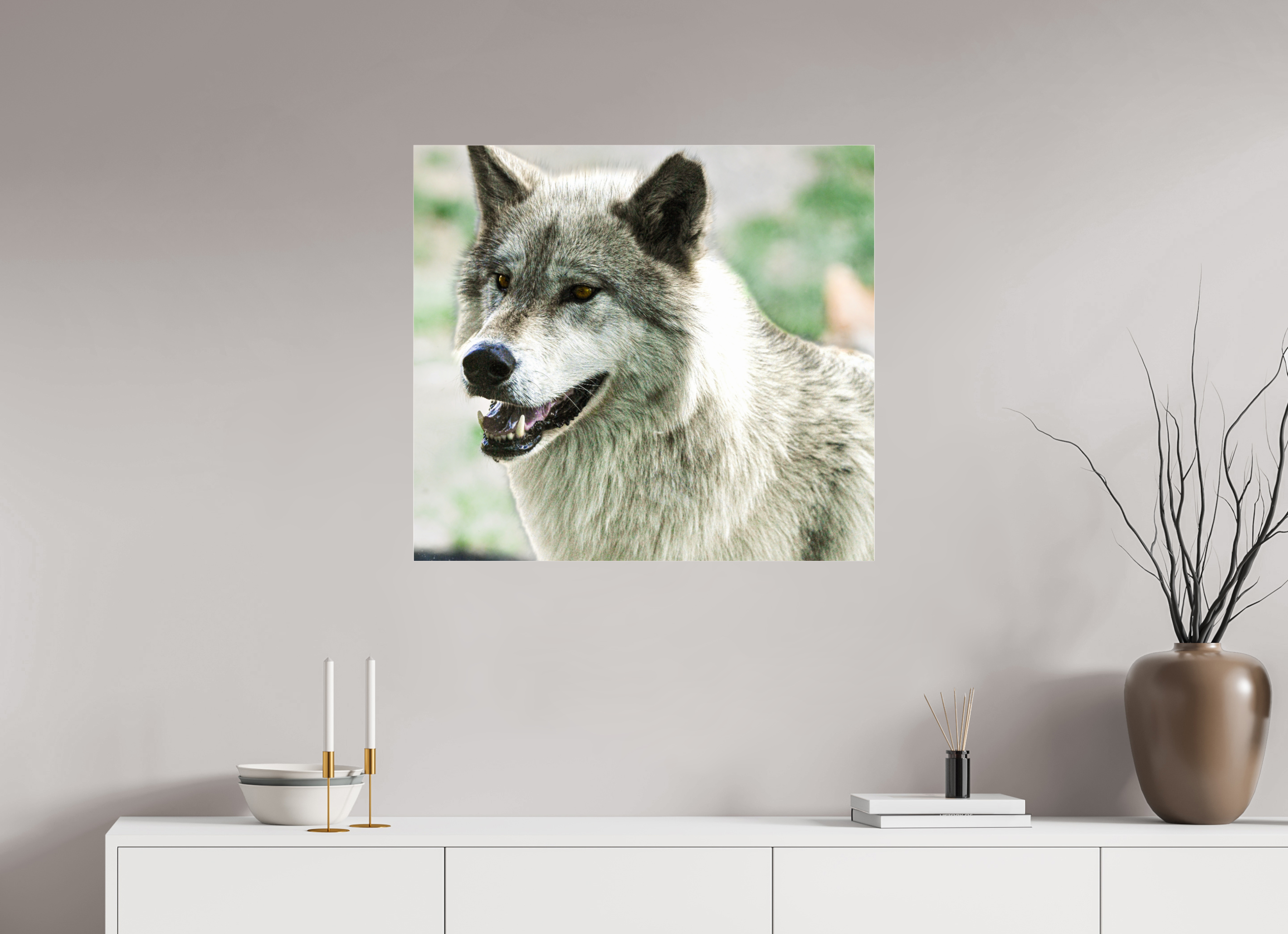 31 x 28″, ACRYLIC Wolf Portrait