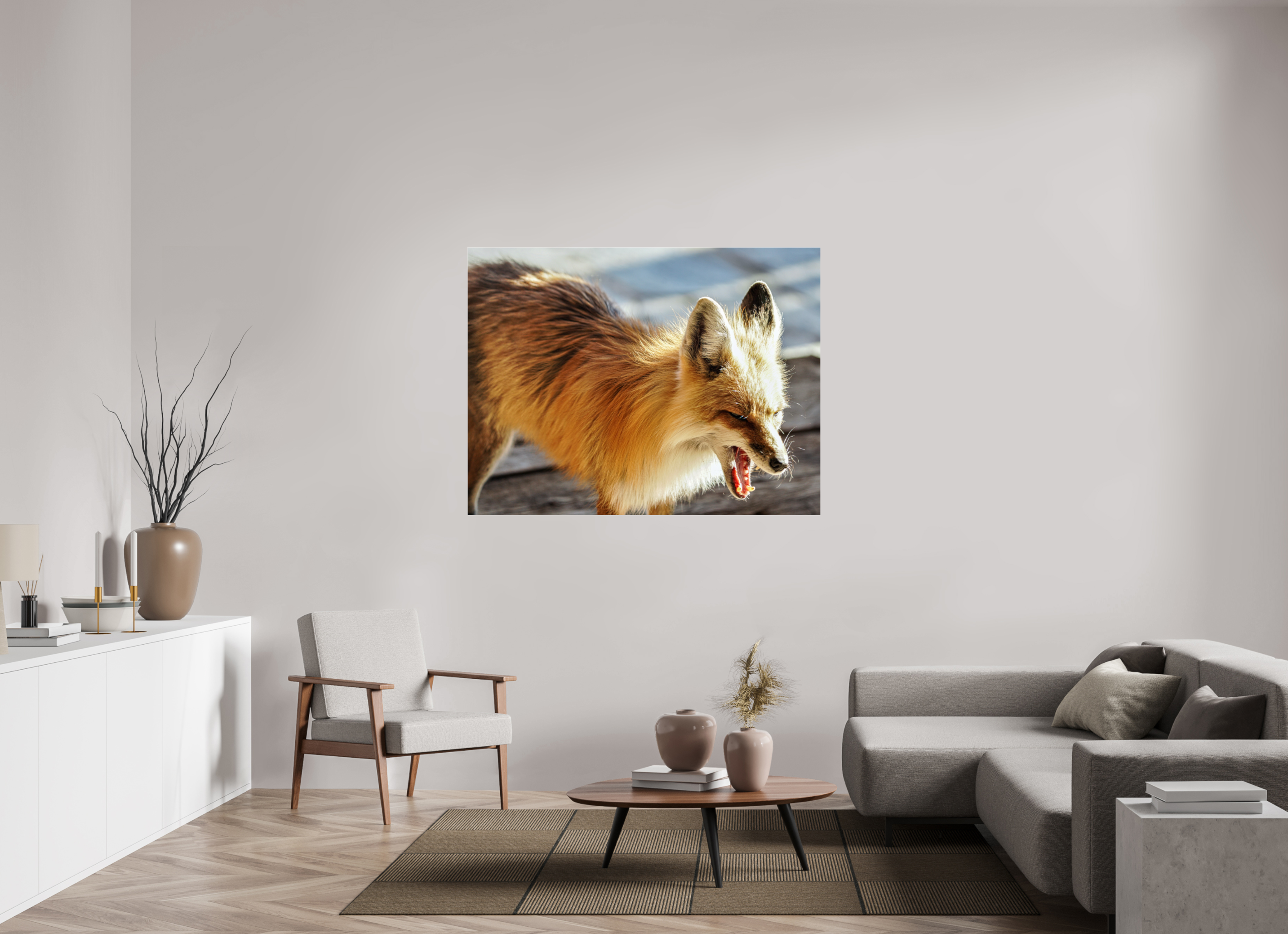56.7 x 43″, ACRYLIC Fox