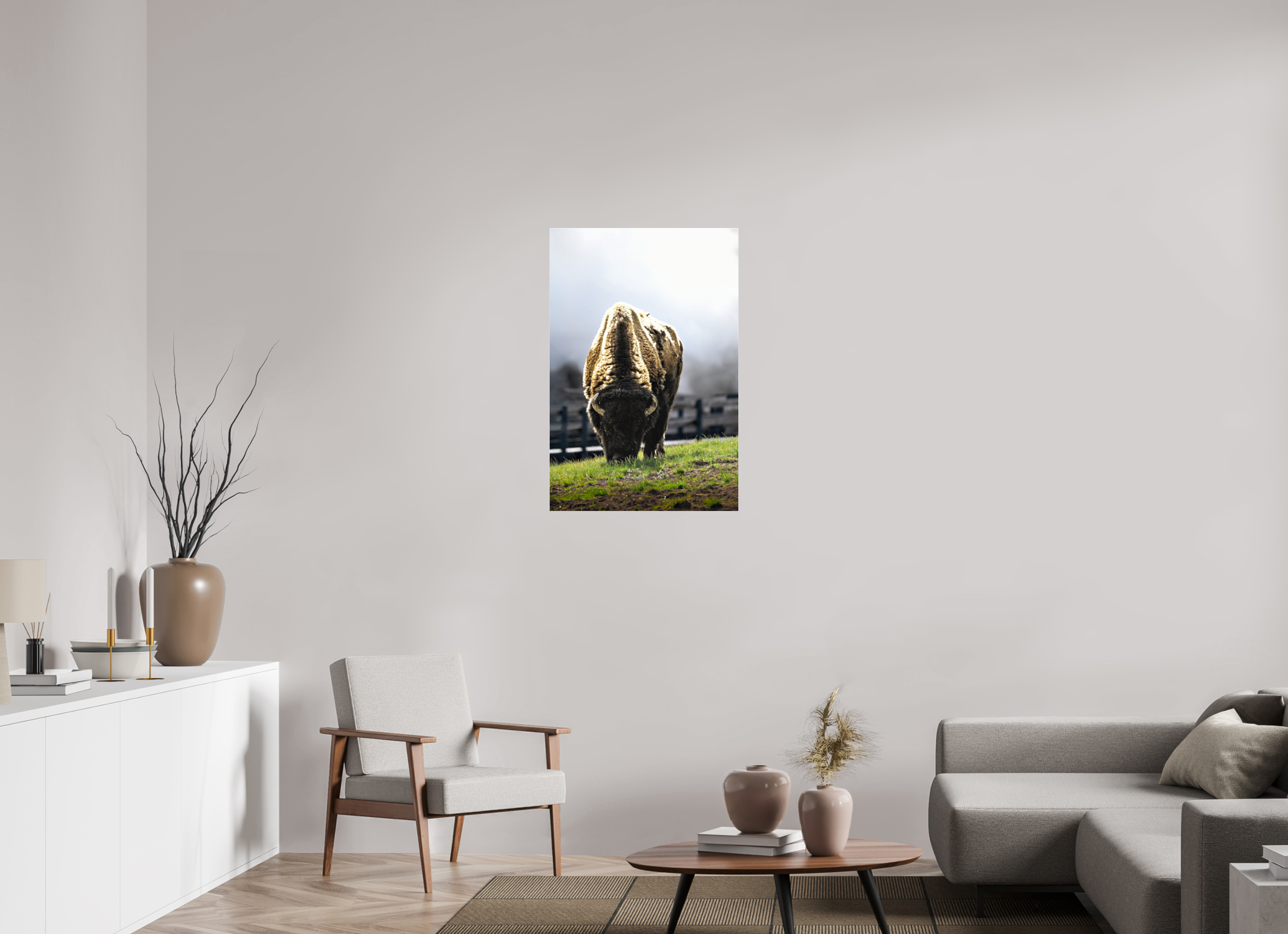 24 x 36″, ACRYLIC Bison Grazing
