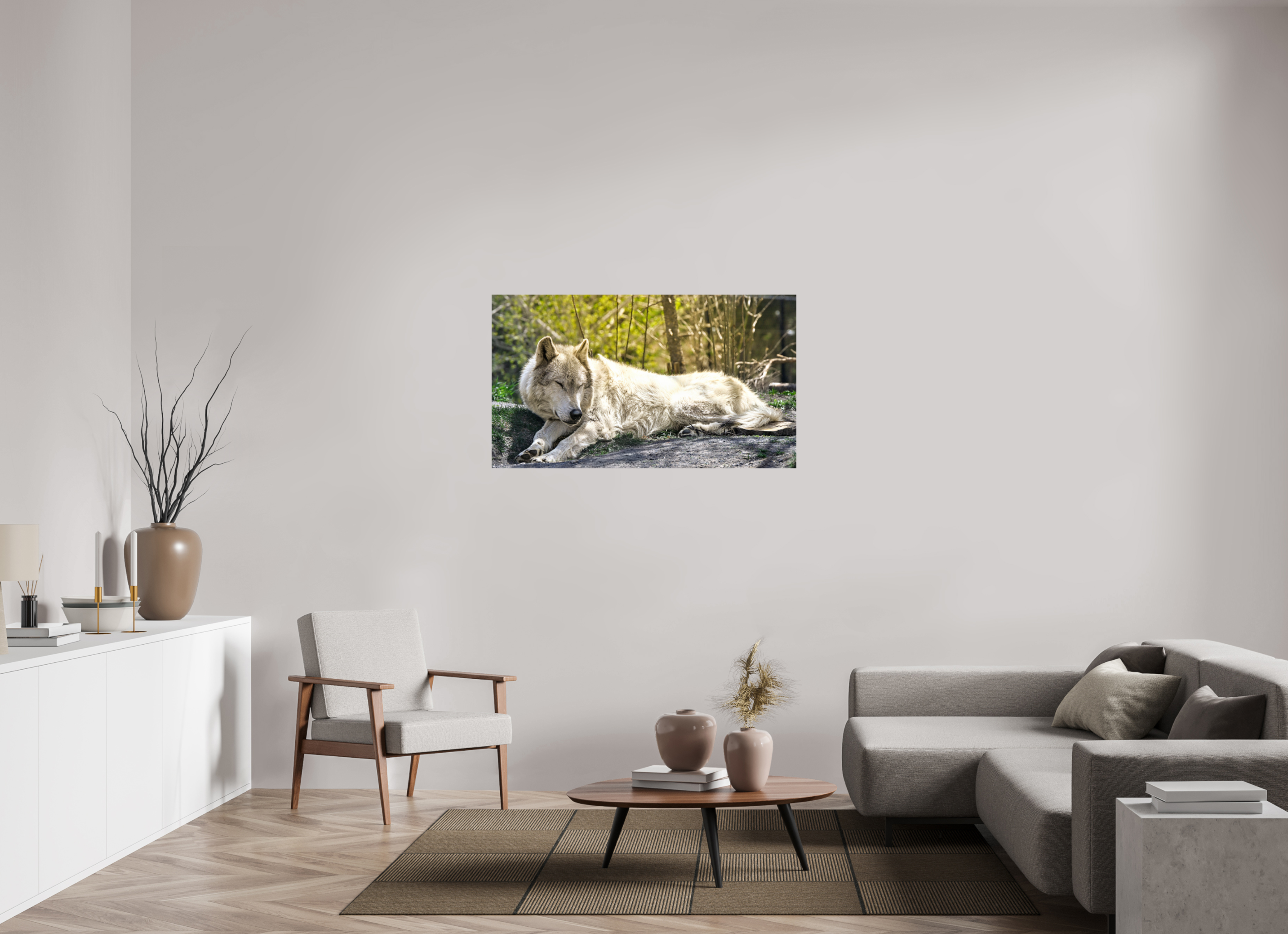 49.1 x 28″, PHOTO PAPER Wolf Napping