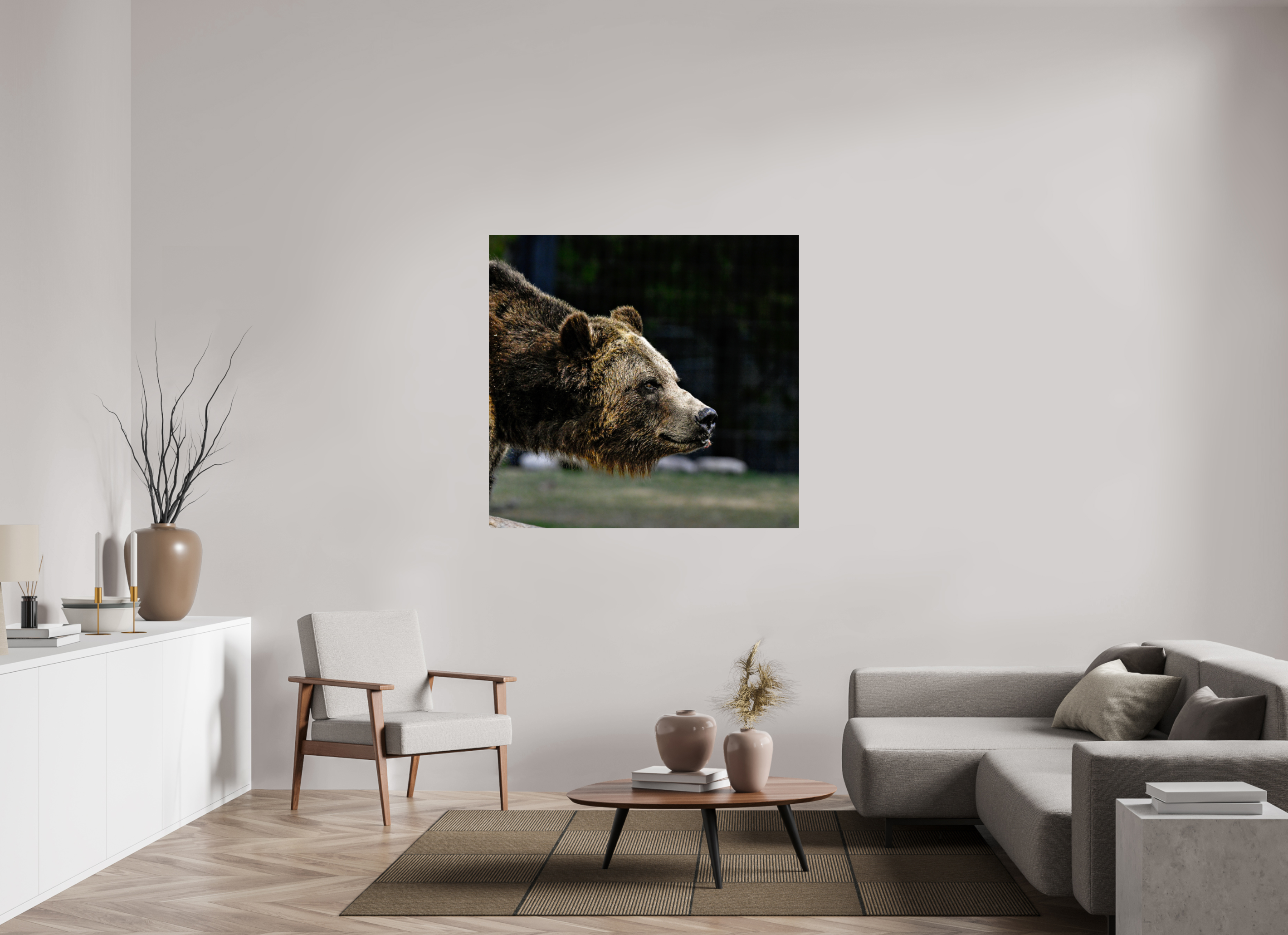 49.8 x 47″, METAL Bear Close Up