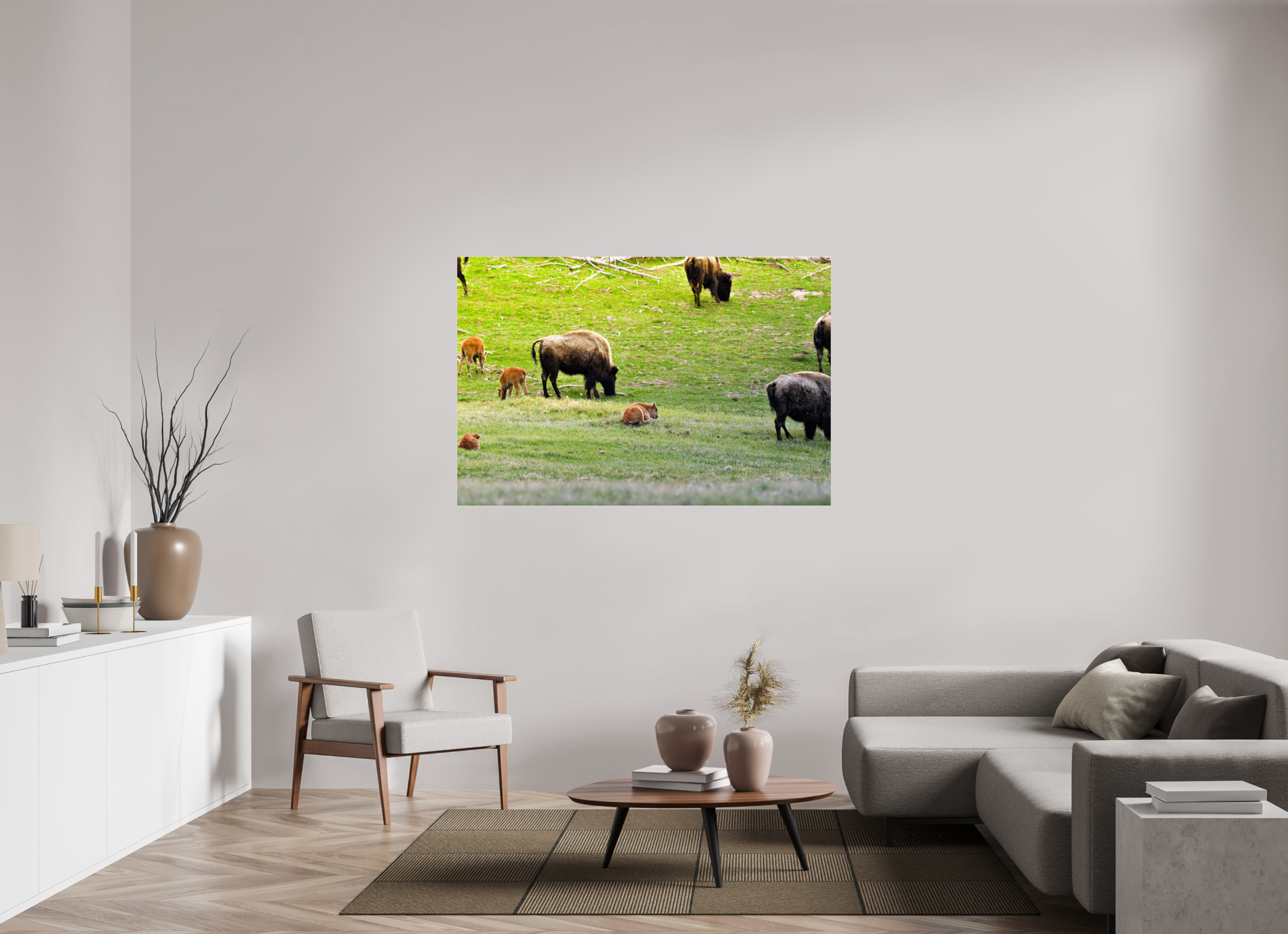 60 x 40″, ACRYLIC Bison Herd