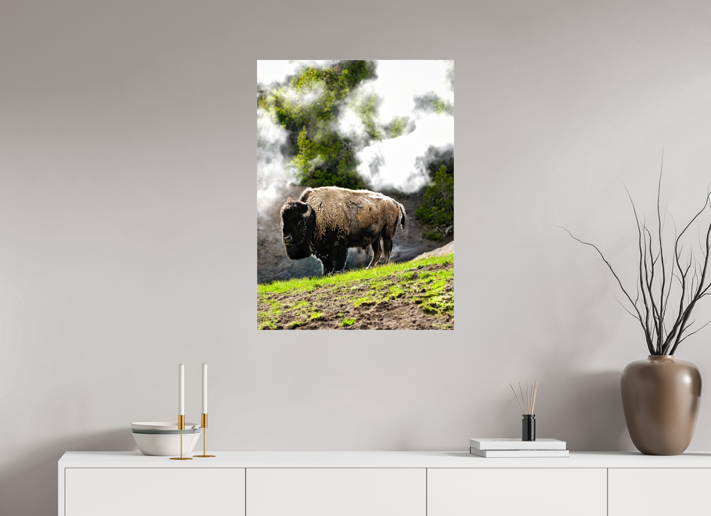 24 x 32.9″, ACRYLIC Bison With Steam